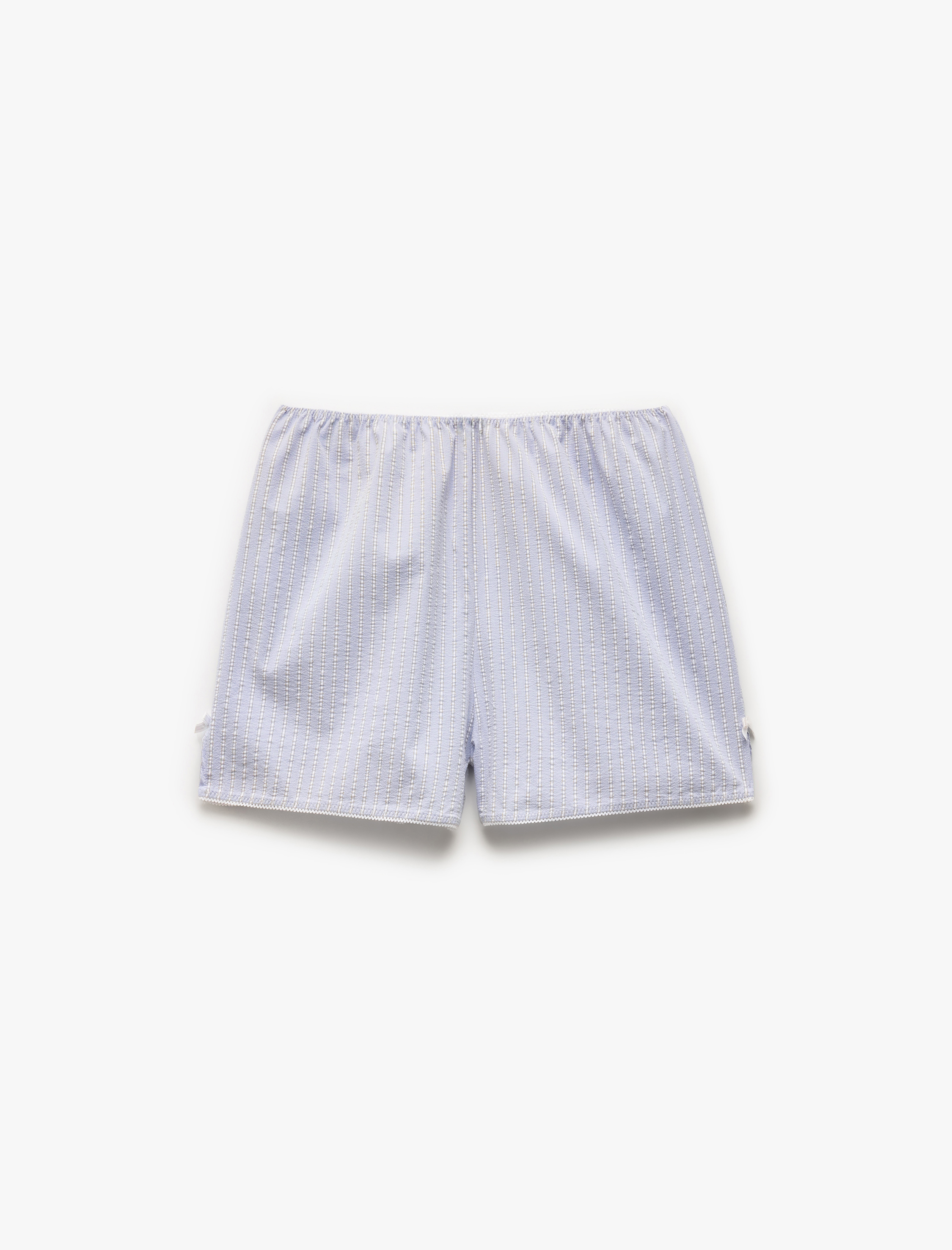   Bol Kalıp Fiyonk Detaylı Çizgili Şort Pijama Altı