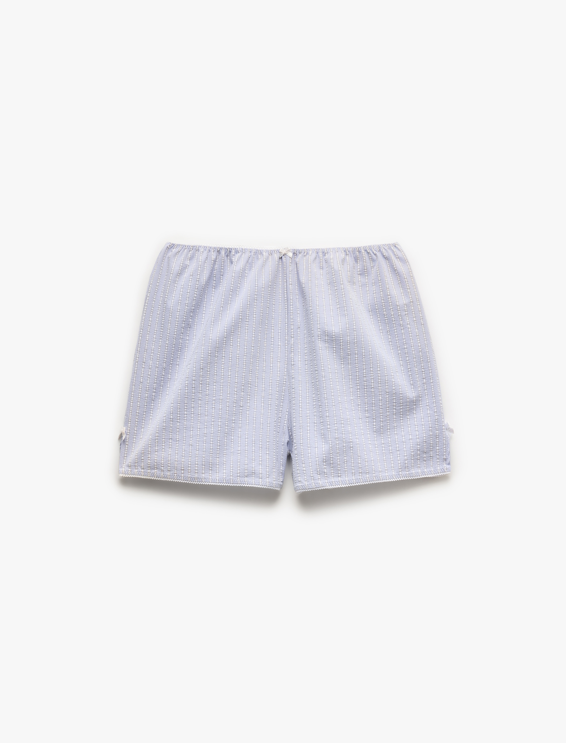   Bol Kalıp Fiyonk Detaylı Çizgili Şort Pijama Altı