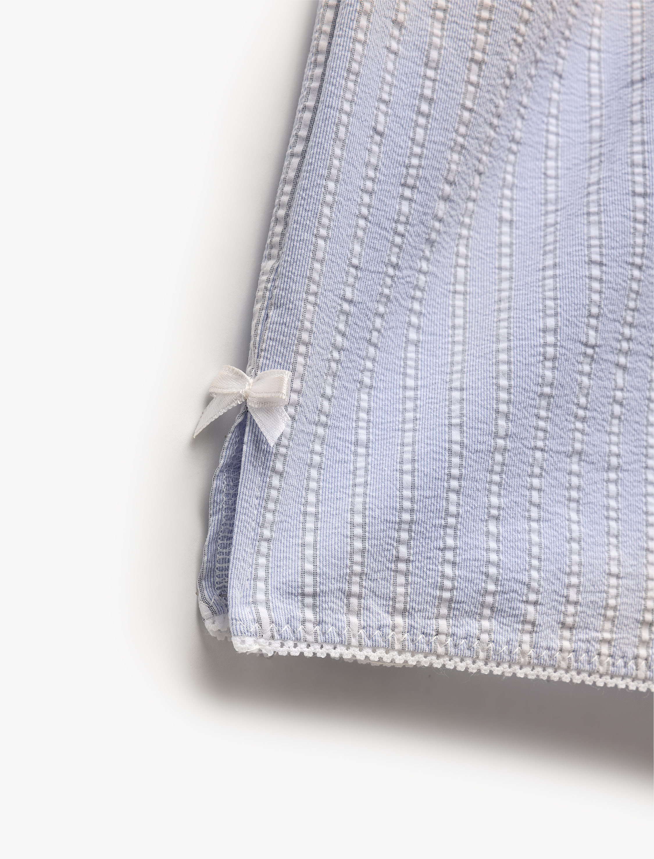   Bol Kalıp Fiyonk Detaylı Çizgili Şort Pijama Altı