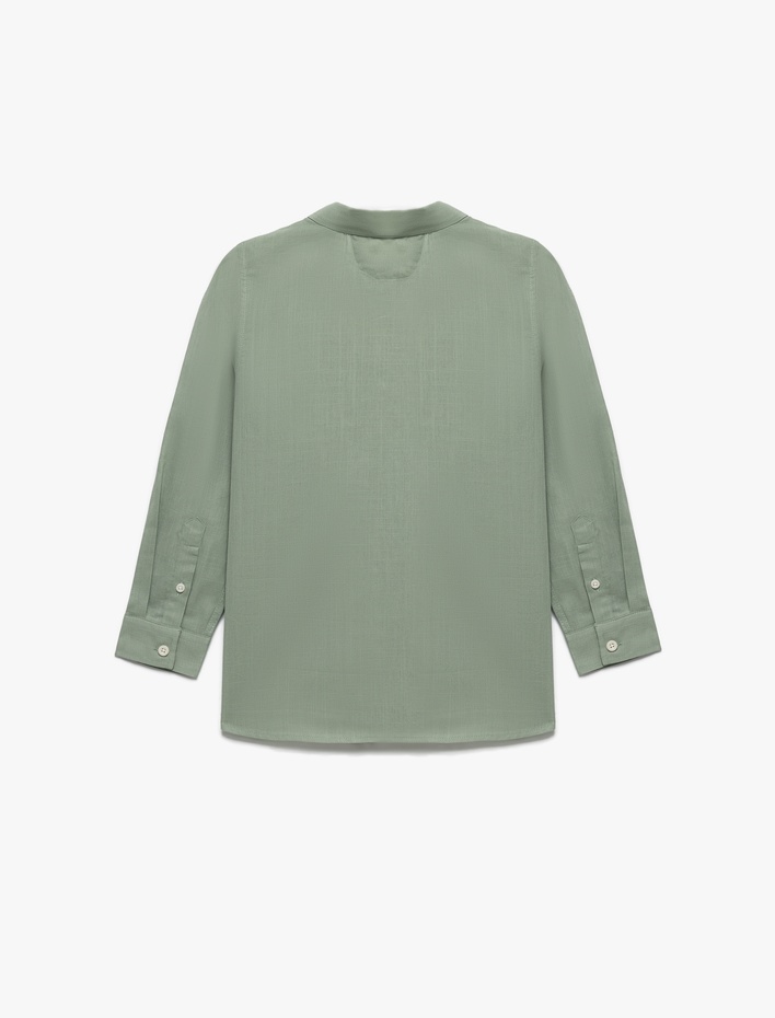 Erkek Çocuk Pamuklu Uzun Kollu Düğmeli Basic Gömlek