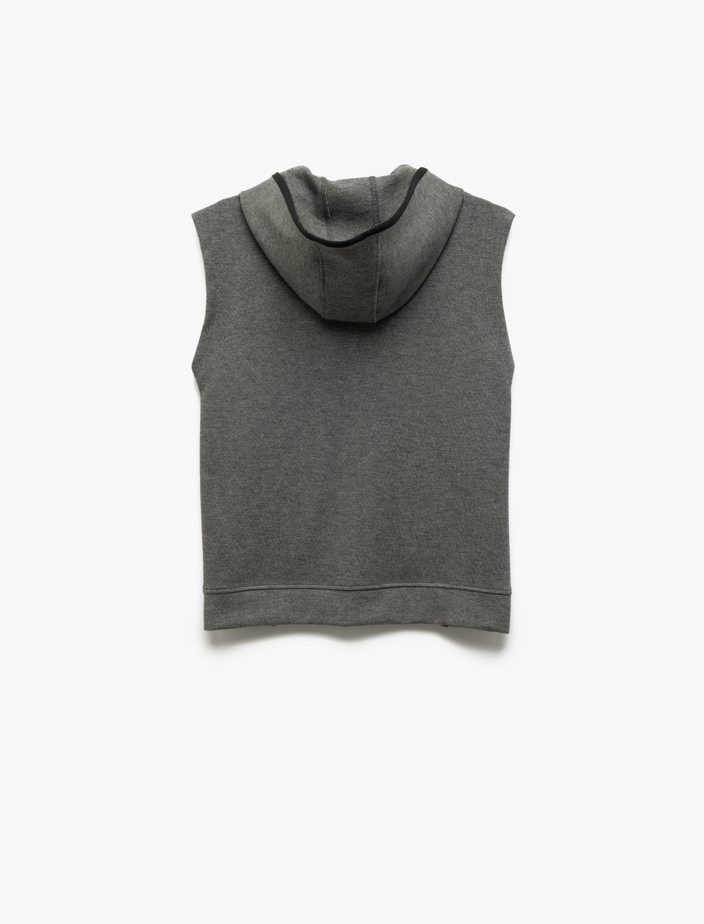  Erkek Çocuk Kapşonlu Fermuar Detaylı Kolsuz Basic Sweatshirt