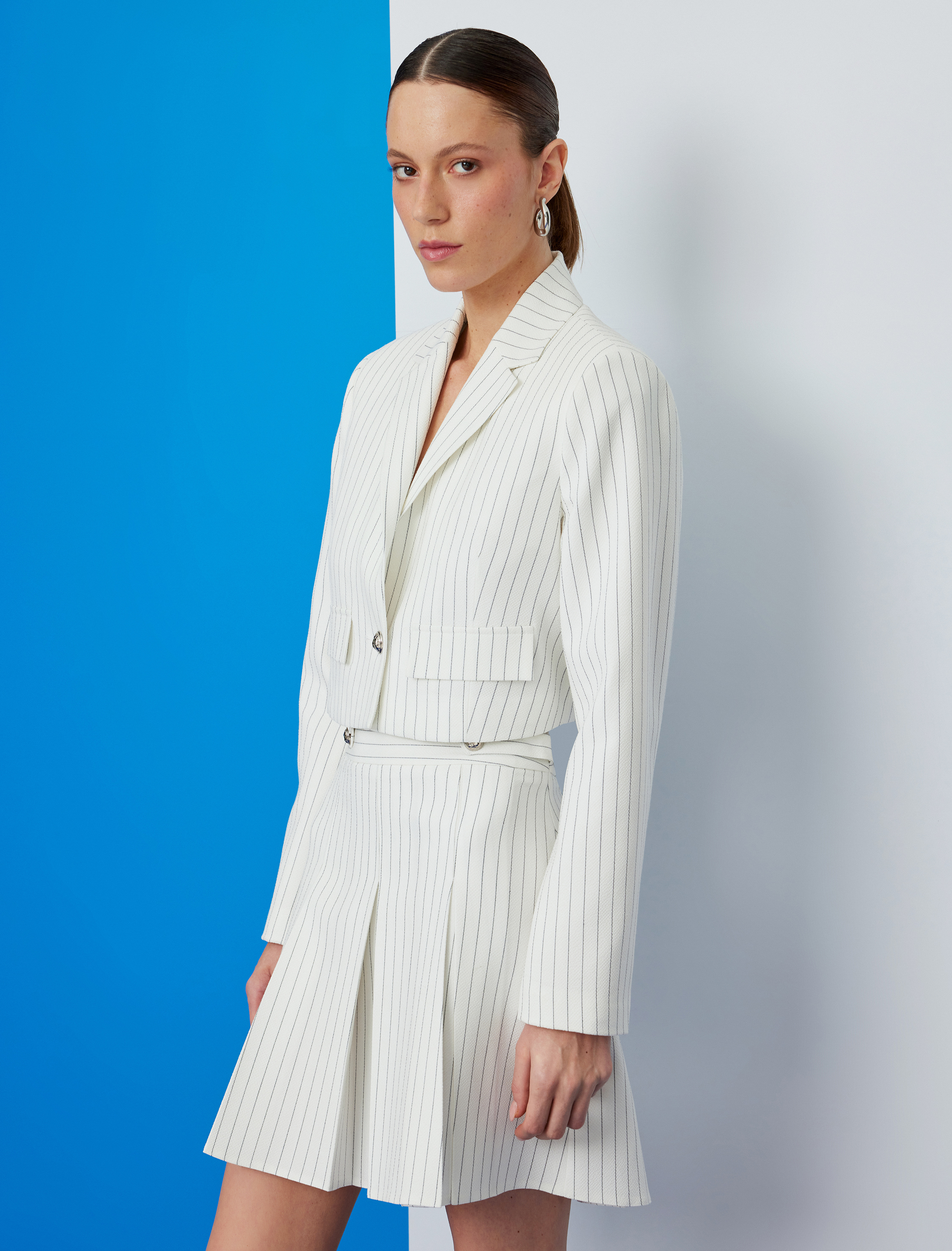 Yüksek Bel A Kesim Mini Pileli Etek