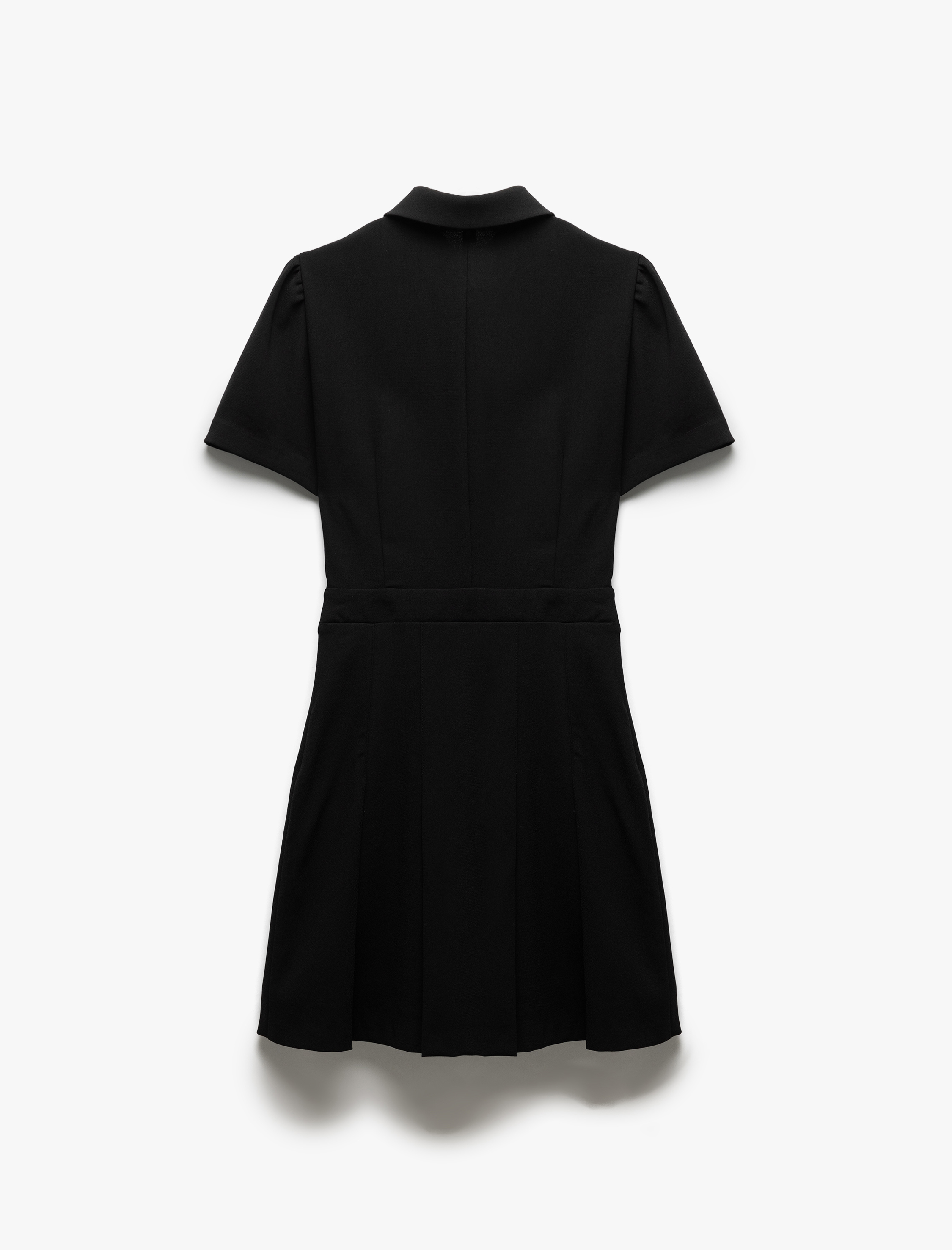   Metal Aksesuarlı Düğmeli Kısa Kollu Mini Krep Polo Yaka Elbise