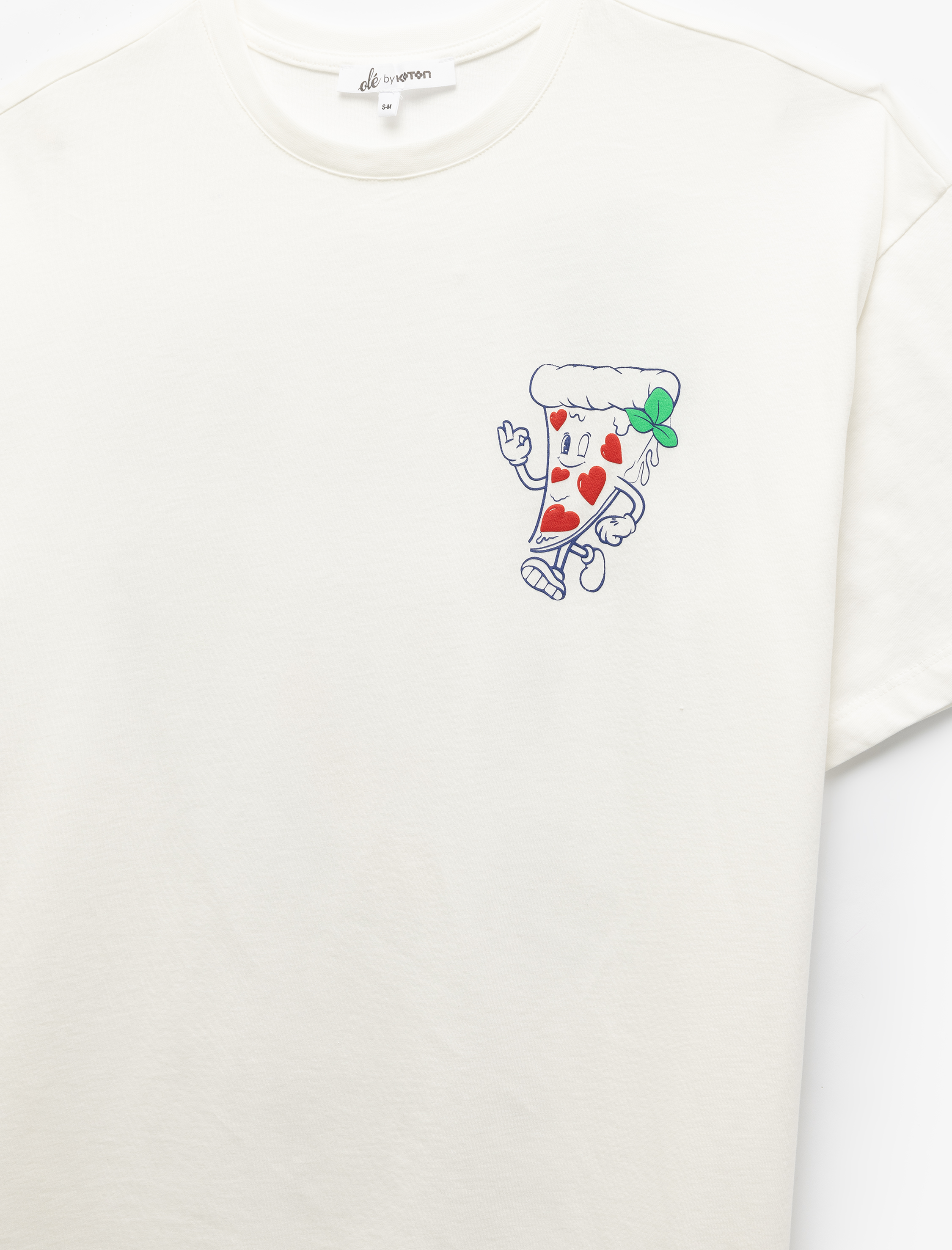   Arkası Baskılı Bisiklet Yaka Kısa Kollu Oversize Tişört