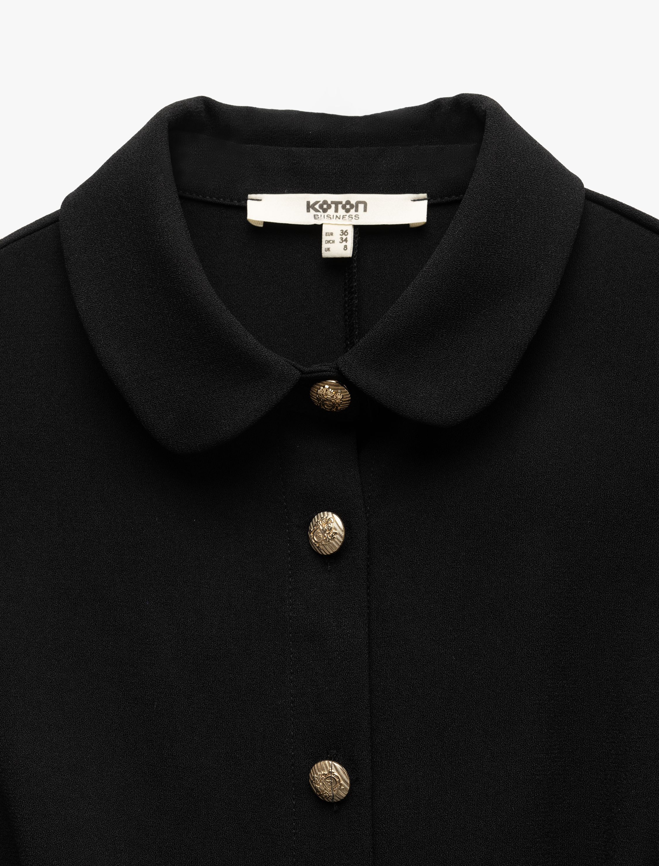   Metal Aksesuarlı Düğmeli Kısa Kollu Mini Krep Polo Yaka Elbise