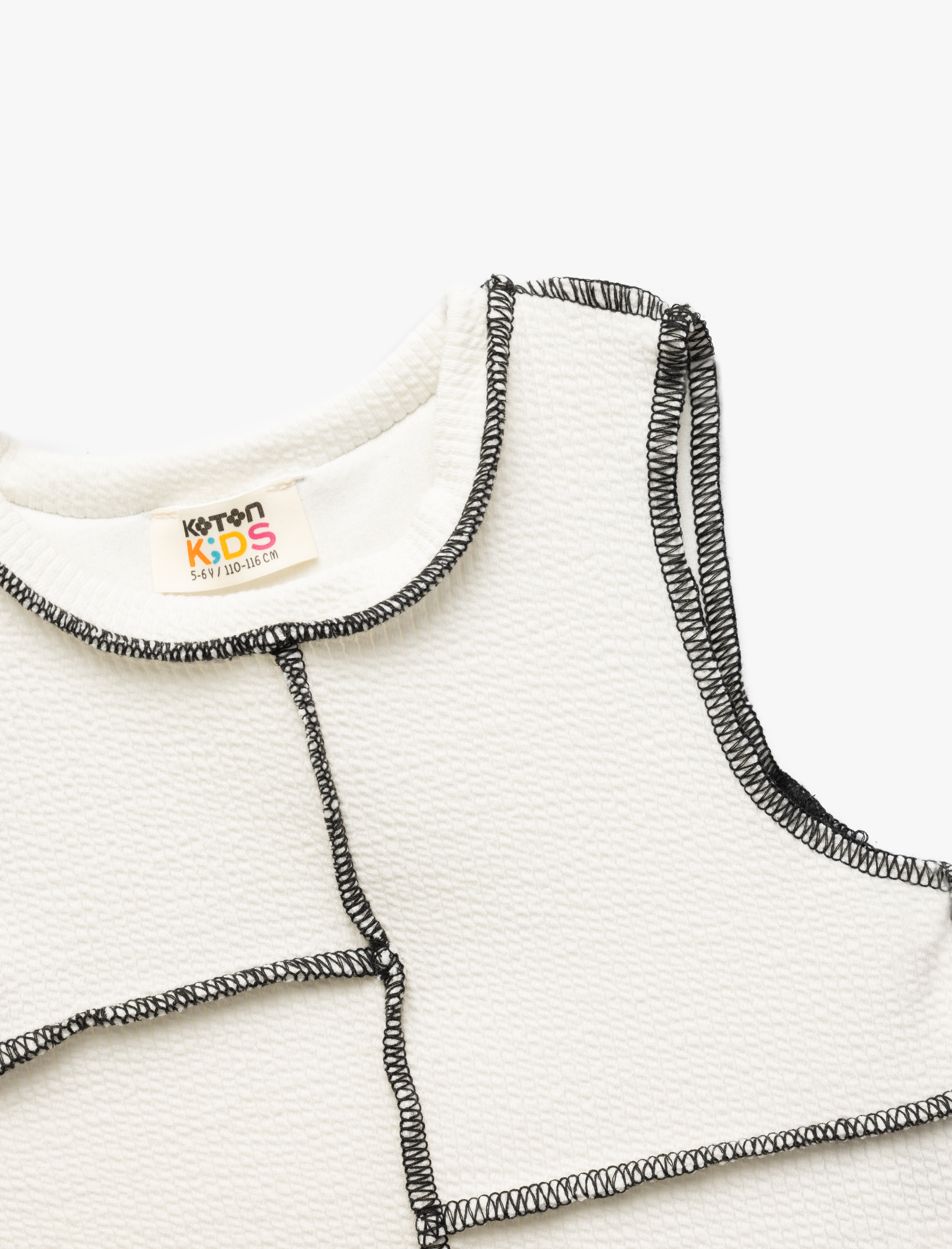  Kız Çocuk Dikiş Detaylı Viskon Karışımlı Bisiklet Yaka Atlet