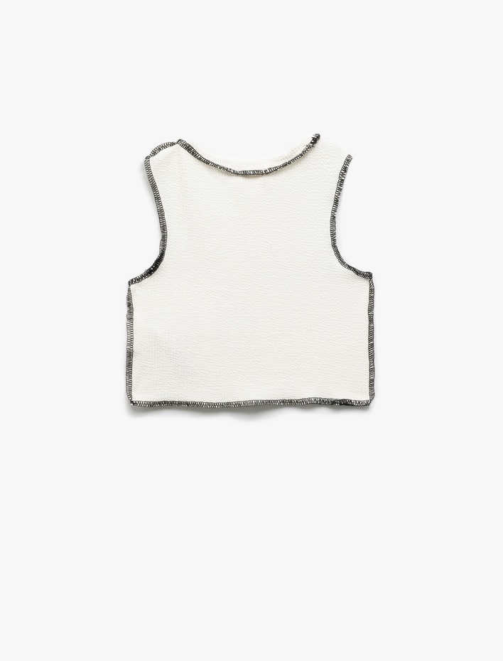 Kız Çocuk Dikiş Detaylı Viskon Karışımlı Bisiklet Yaka Atlet