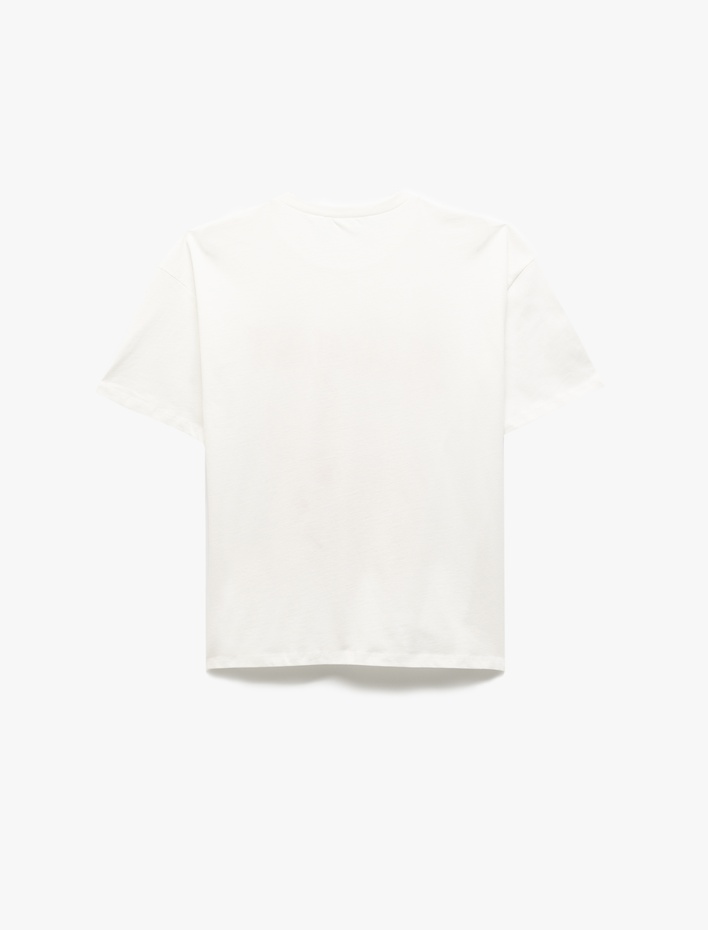  Fiyonklu Meyve Baskılı Bisiklet Yaka Kısa Kollu Oversize Tişört