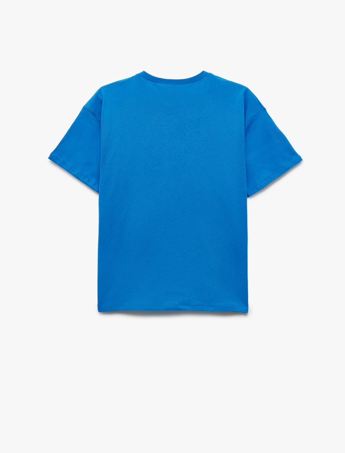 Erkek Çocuk Dinozor Baskılı Bisiklet Yaka Kısa Kollu Pamuklu Tişört