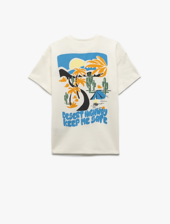 Erkek Çocuk Pamuklu Bisiklet Yaka Baskılı Kısa Kollu Tişört