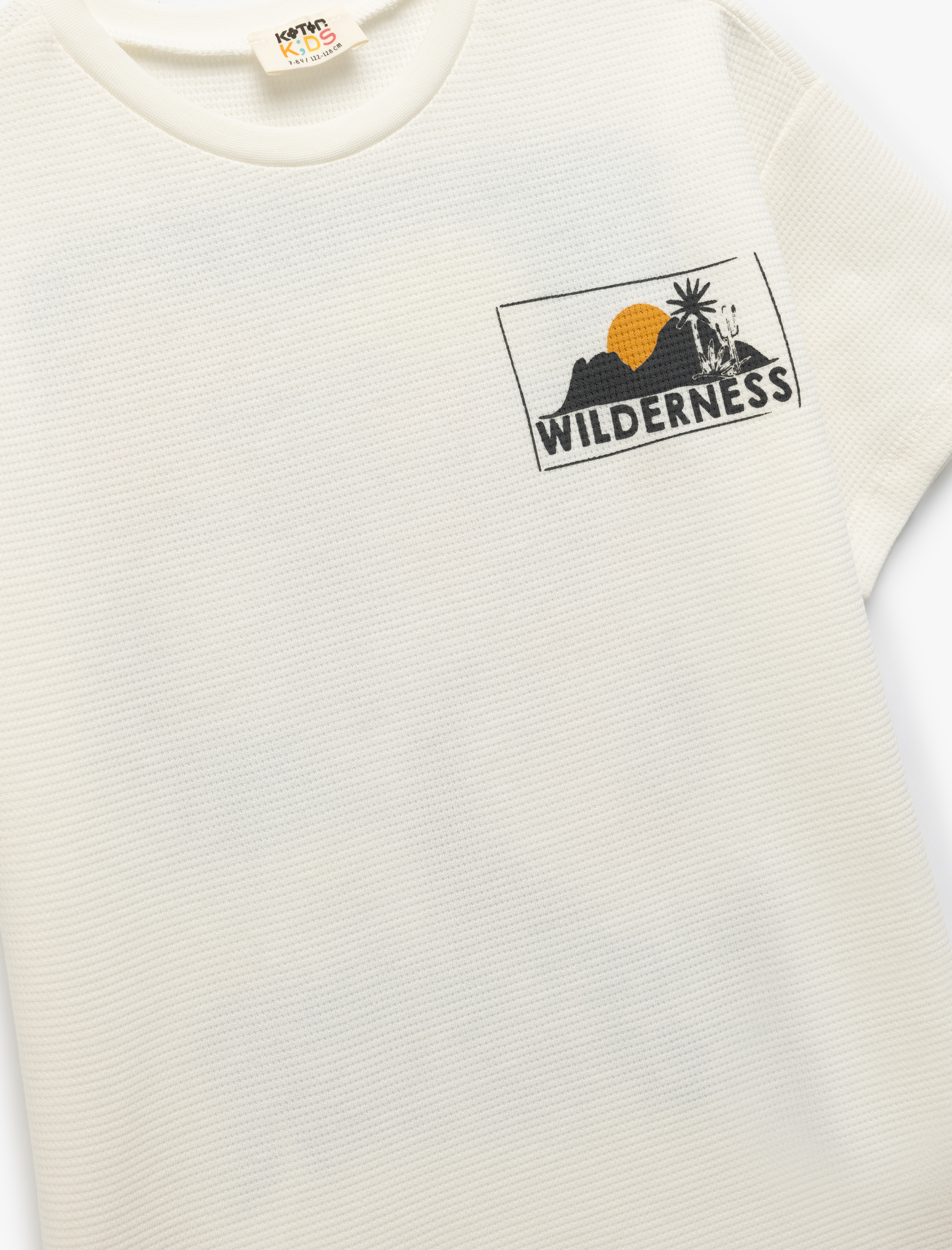  Erkek Çocuk Pamuklu Bisiklet Yaka Baskılı Kısa Kollu Tişört