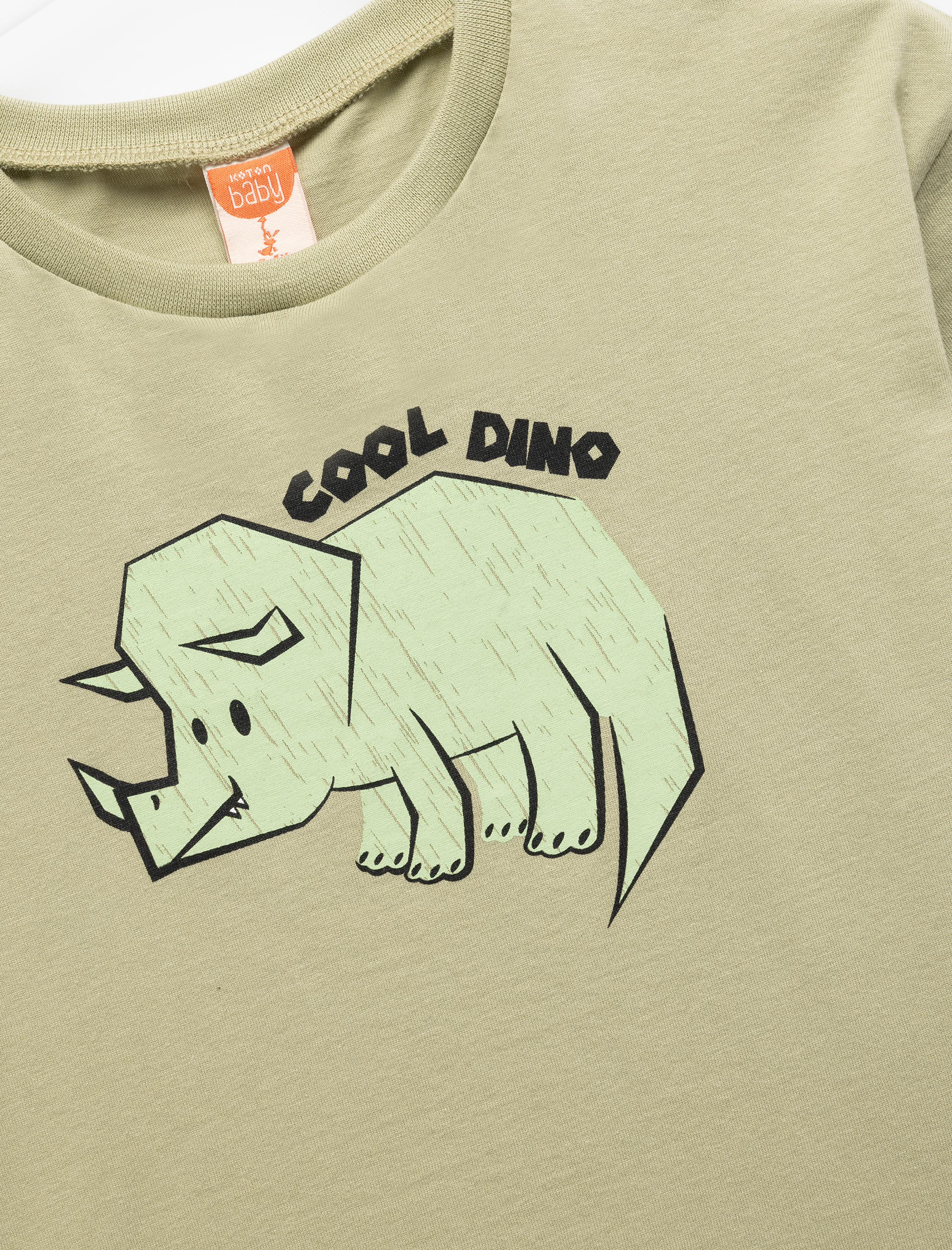  Erkek Bebek Bisiklet Yaka Kısa Kollu Pamuklu Dinozor Baskılı Tişört