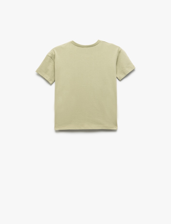 Erkek Bebek Bisiklet Yaka Kısa Kollu Pamuklu Dinozor Baskılı Tişört