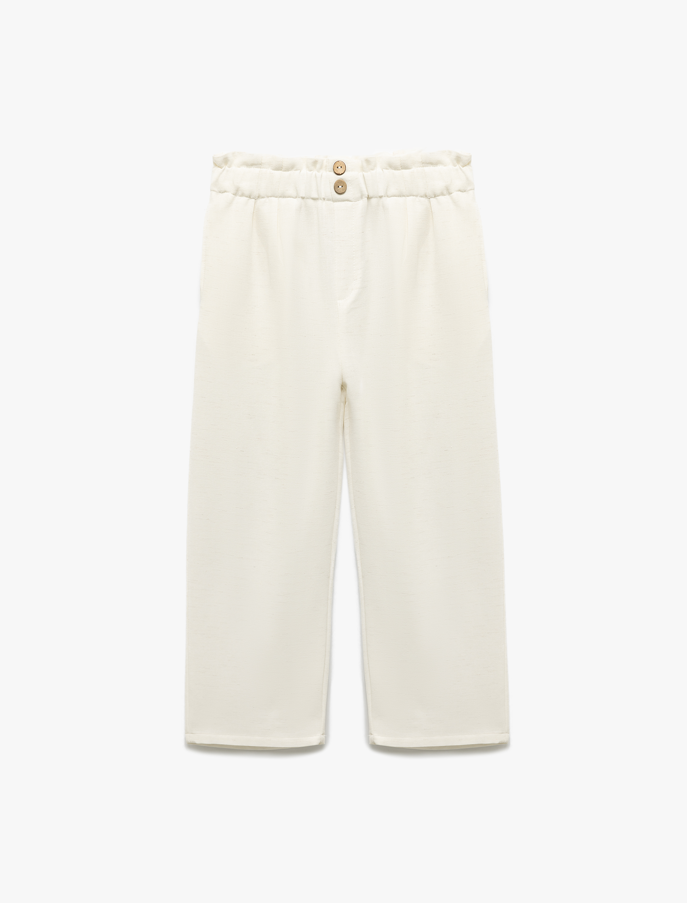 Koton Beli Lastikli Keten ve Viskon Karışımlı Basic Pantolon -1