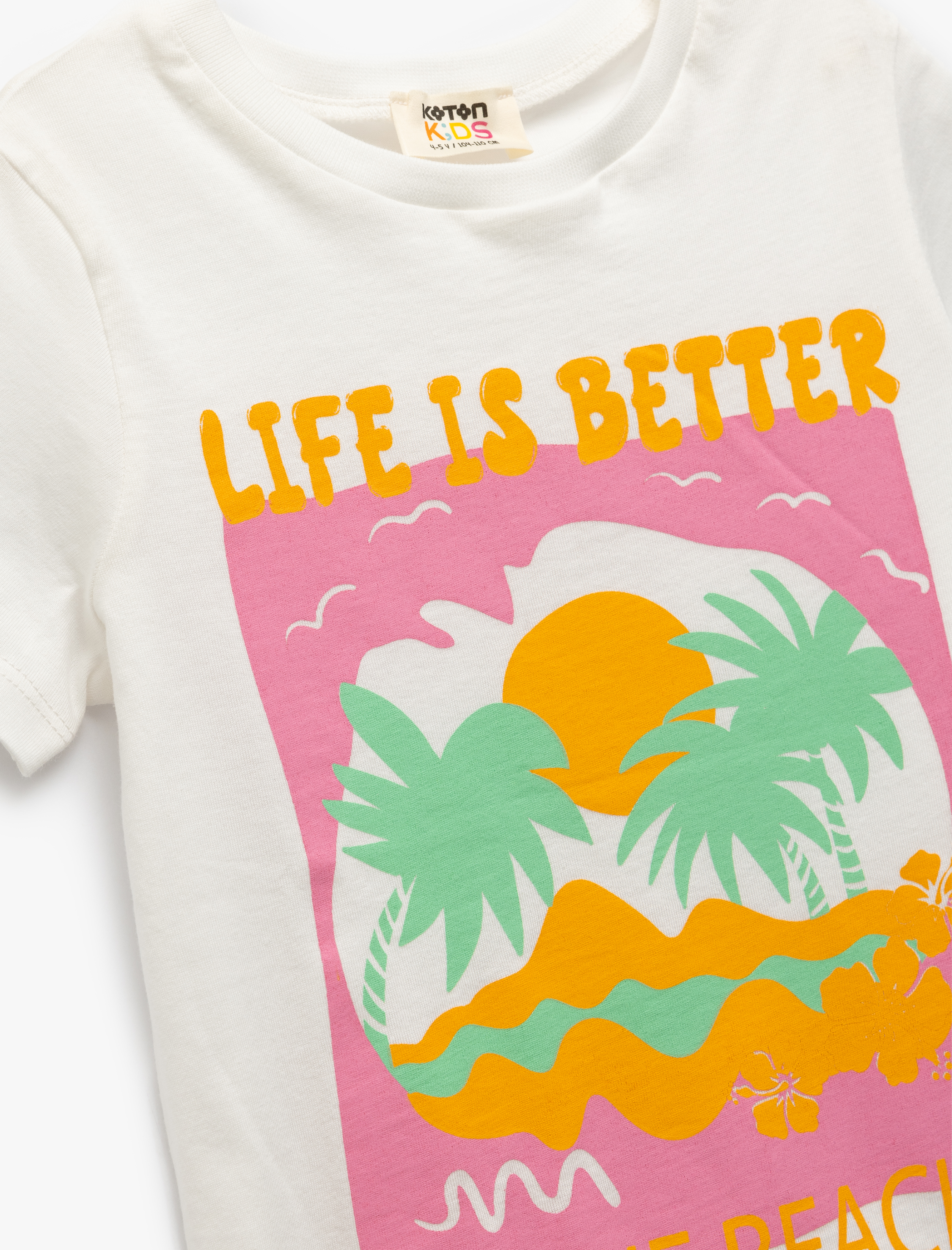  Kız Çocuk Baskılı Bisiklet Yaka Kısa Kollu Pamuklu Tişört