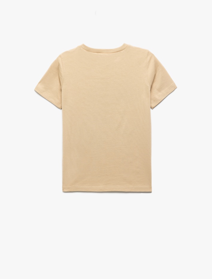 Erkek Çocuk Dinozor Baskılı Bisiklet Yaka Kısa Kollu Pamuklu Tişört