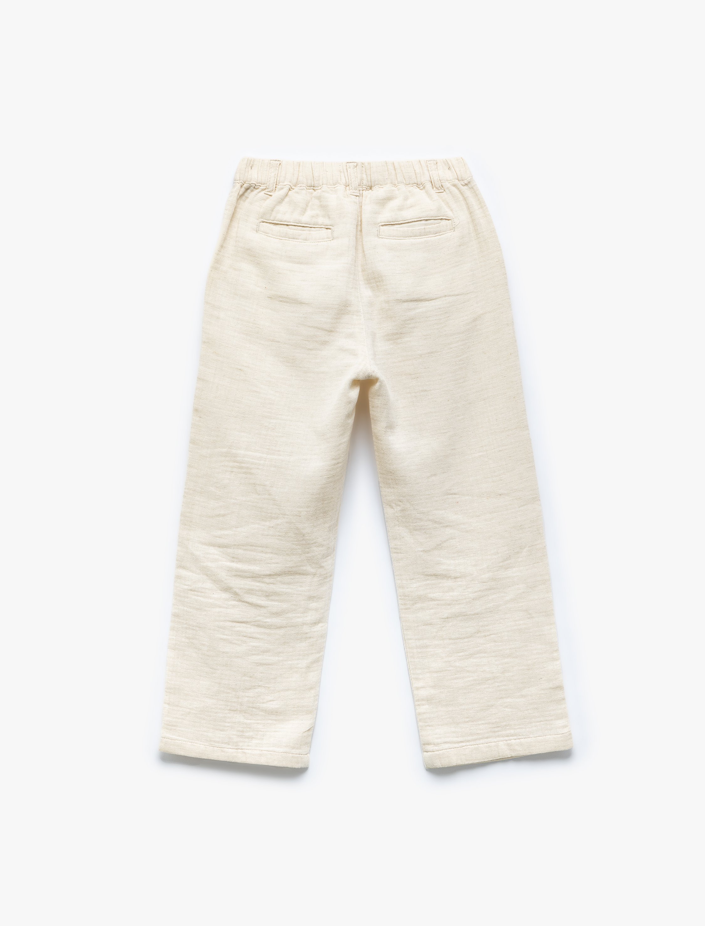  Erkek Çocuk Beli Lastikli Düğmeli Keten Karışımlı Pamuklu Basic Pantolon