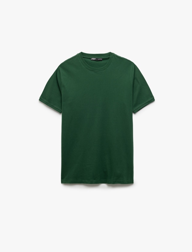 Kısa Kollu Bisiklet Yaka Pamuklu Slim Fit Erkek Basic Tişört_0
