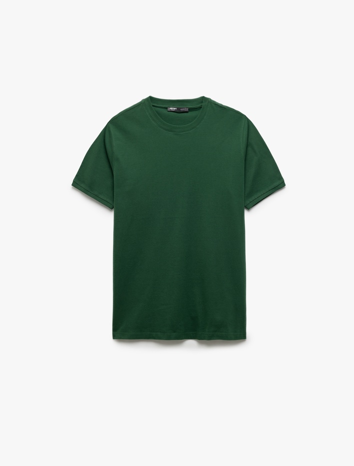  Kısa Kollu Bisiklet Yaka Pamuklu Slim Fit Erkek Basic Tişört