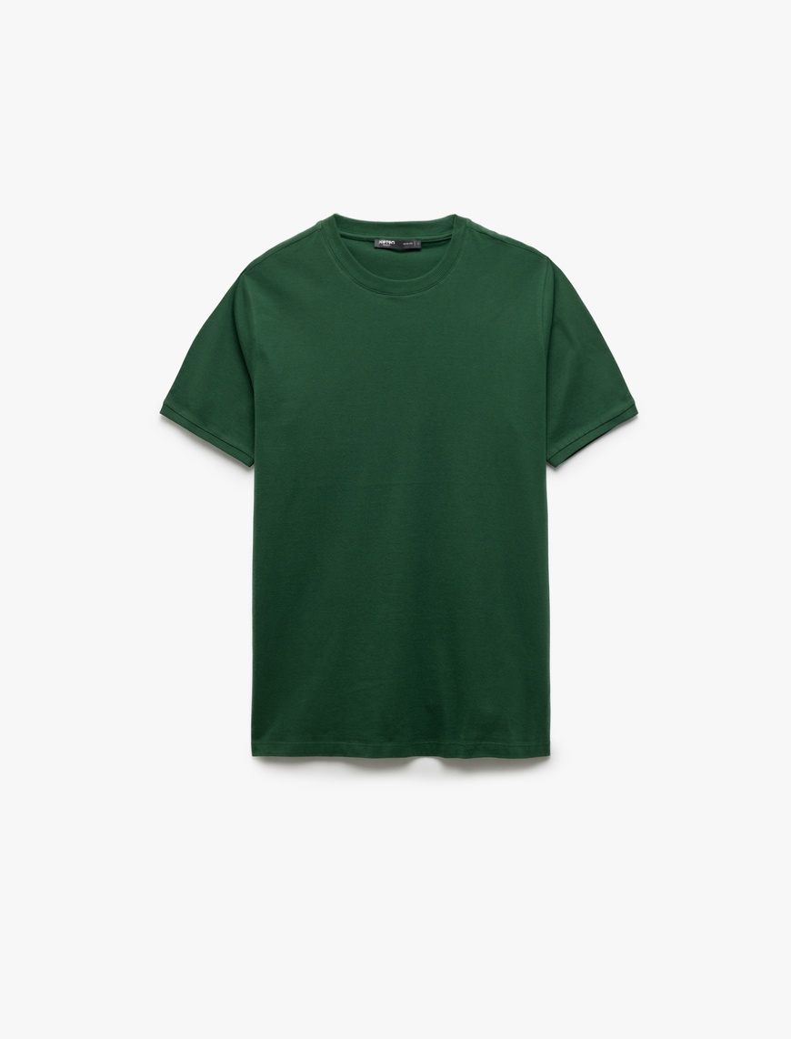   Kısa Kollu Bisiklet Yaka Pamuklu Slim Fit Erkek Basic Tişört