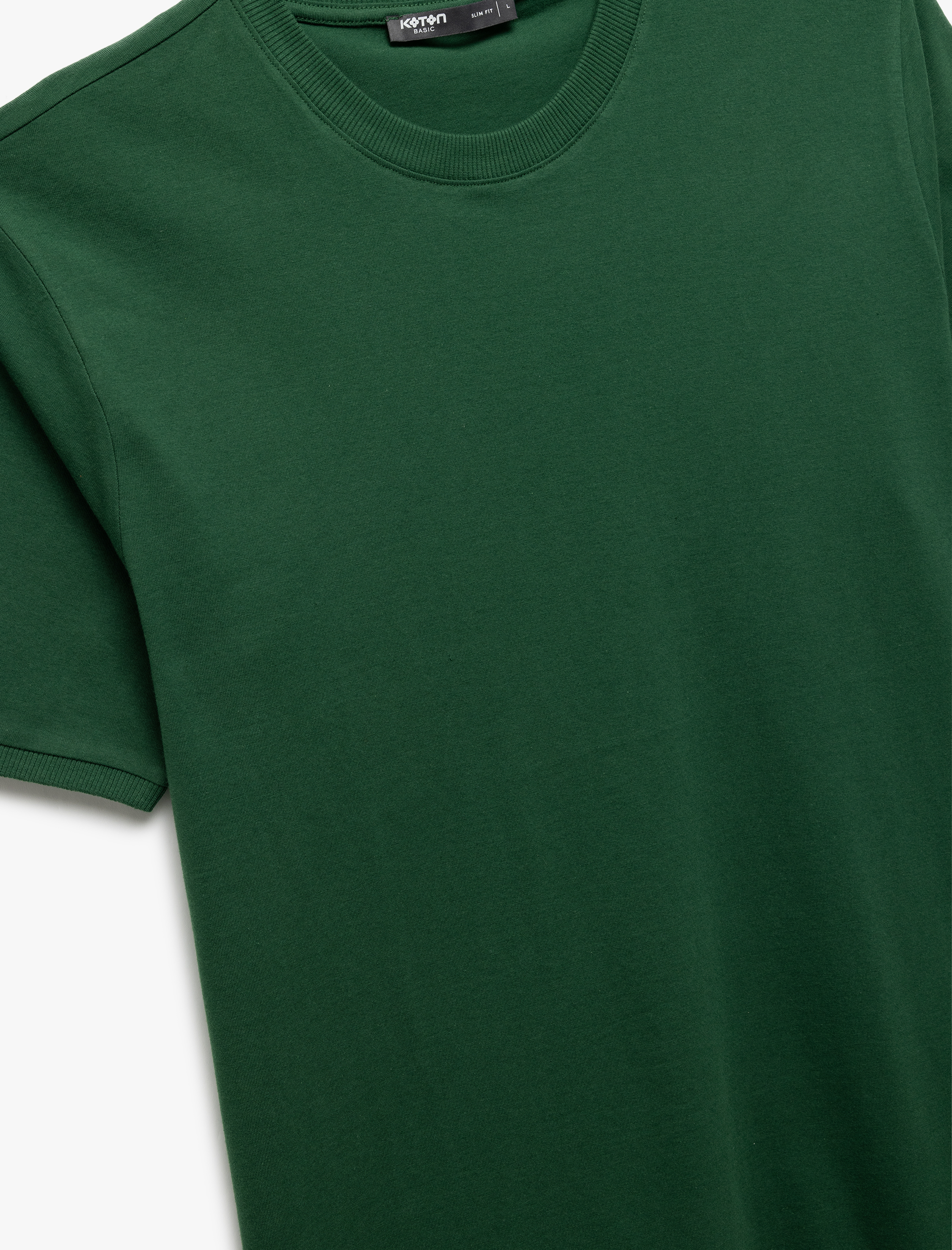   Kısa Kollu Bisiklet Yaka Pamuklu Slim Fit Erkek Basic Tişört