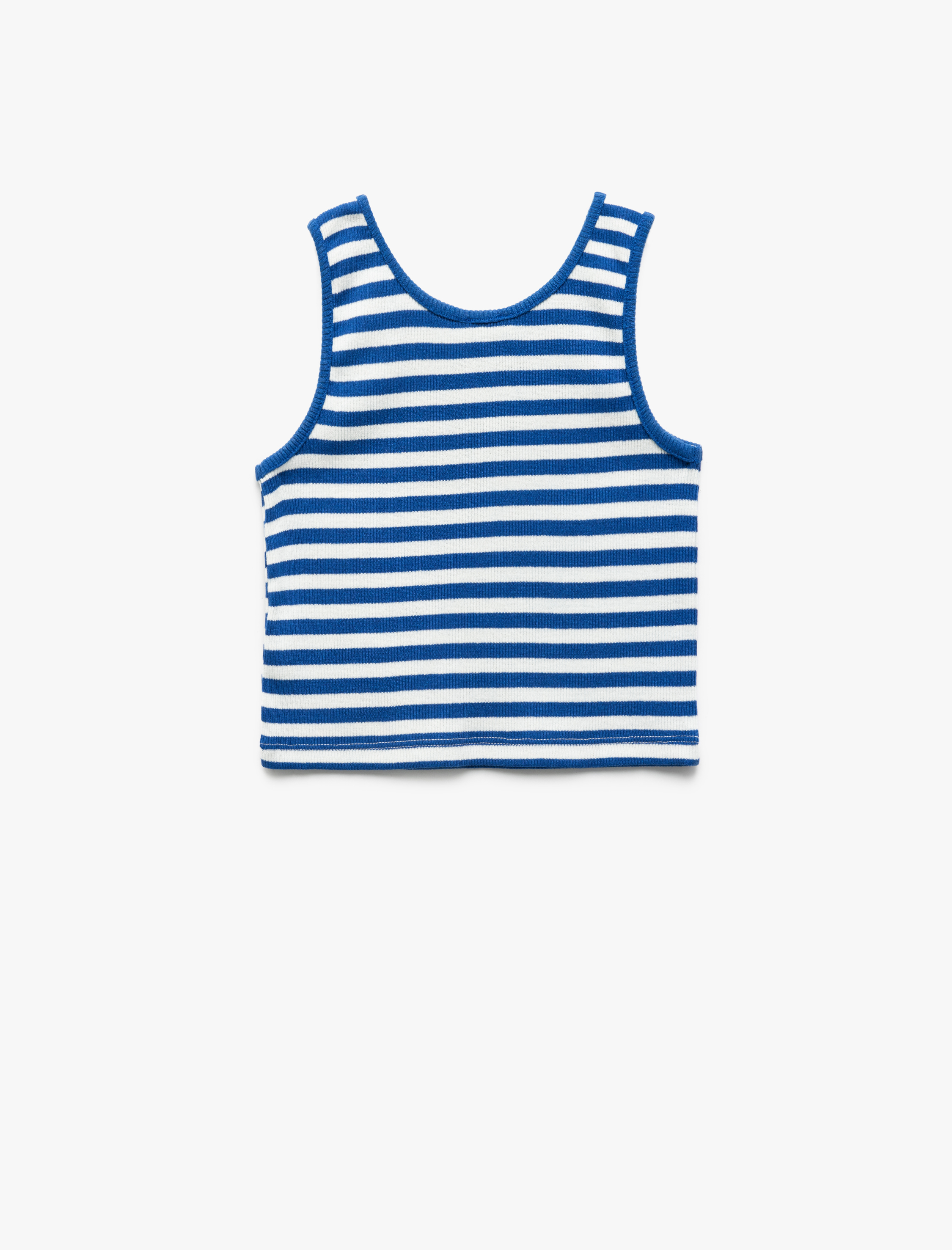  Kız Çocuk Yuvarlak Yaka Kolsuz Kaşkorse Çizgili Crop Atlet