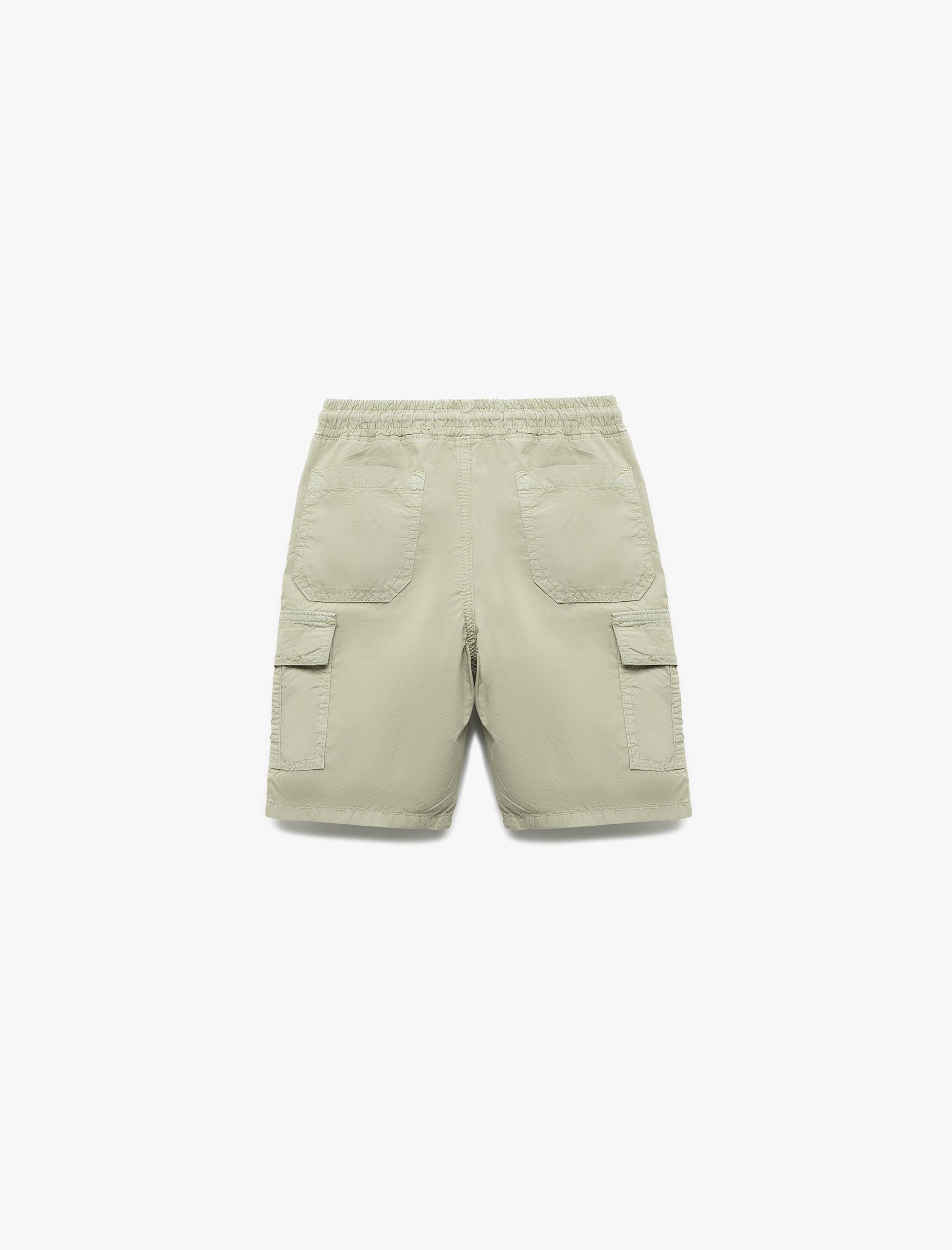  Erkek Çocuk Pamuklu Beli Bağcıklı Cep Detaylı Basic Paraşüt Şort