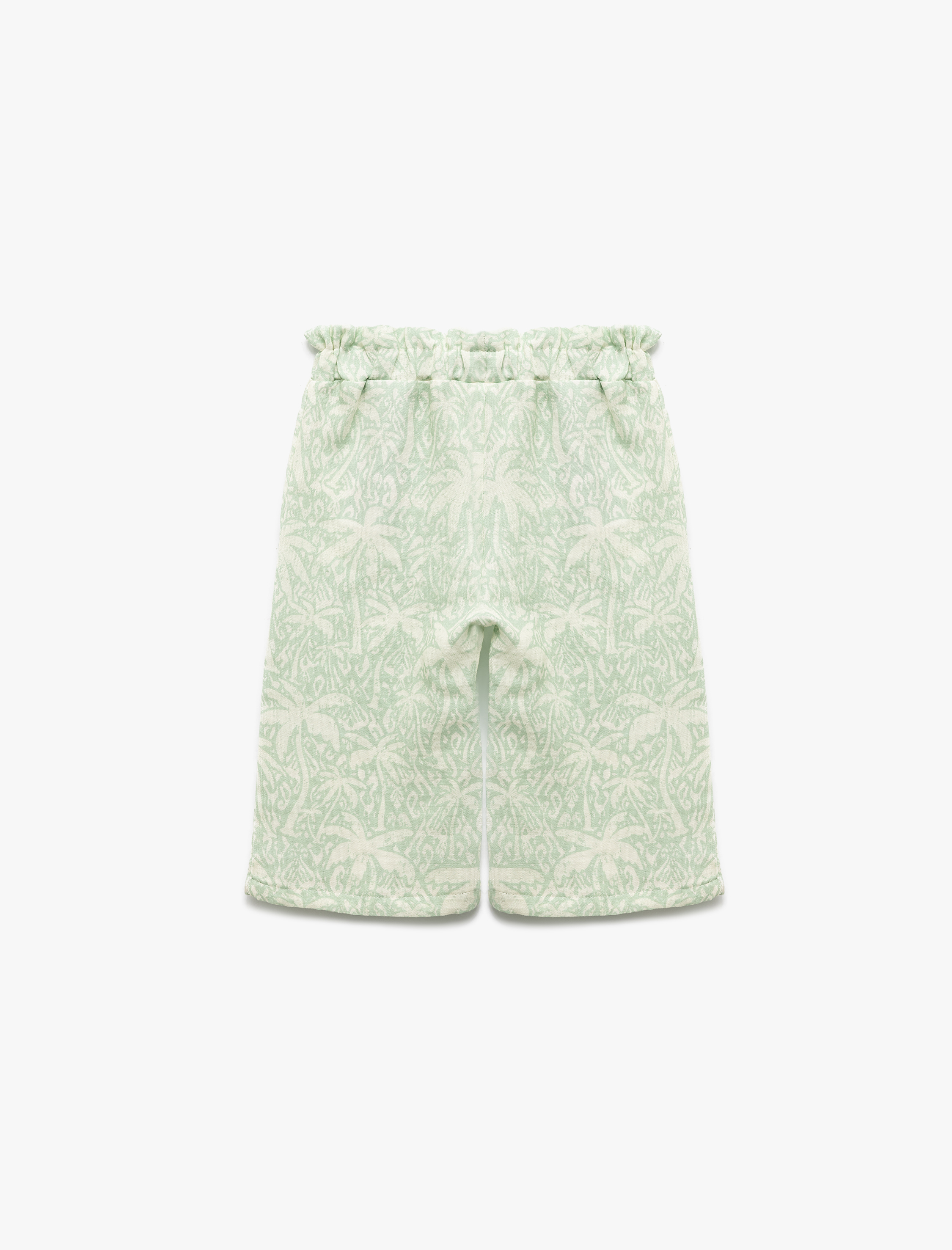  Kız Bebek Pamuklu Beli Lastikli Desenli Bol Paça Pantolon