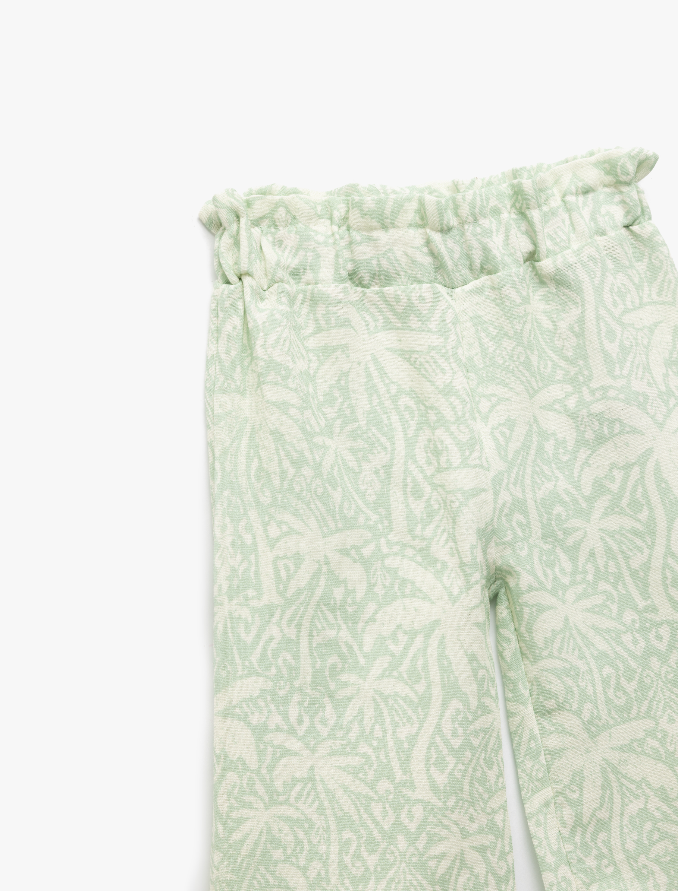  Kız Bebek Pamuklu Beli Lastikli Desenli Bol Paça Pantolon