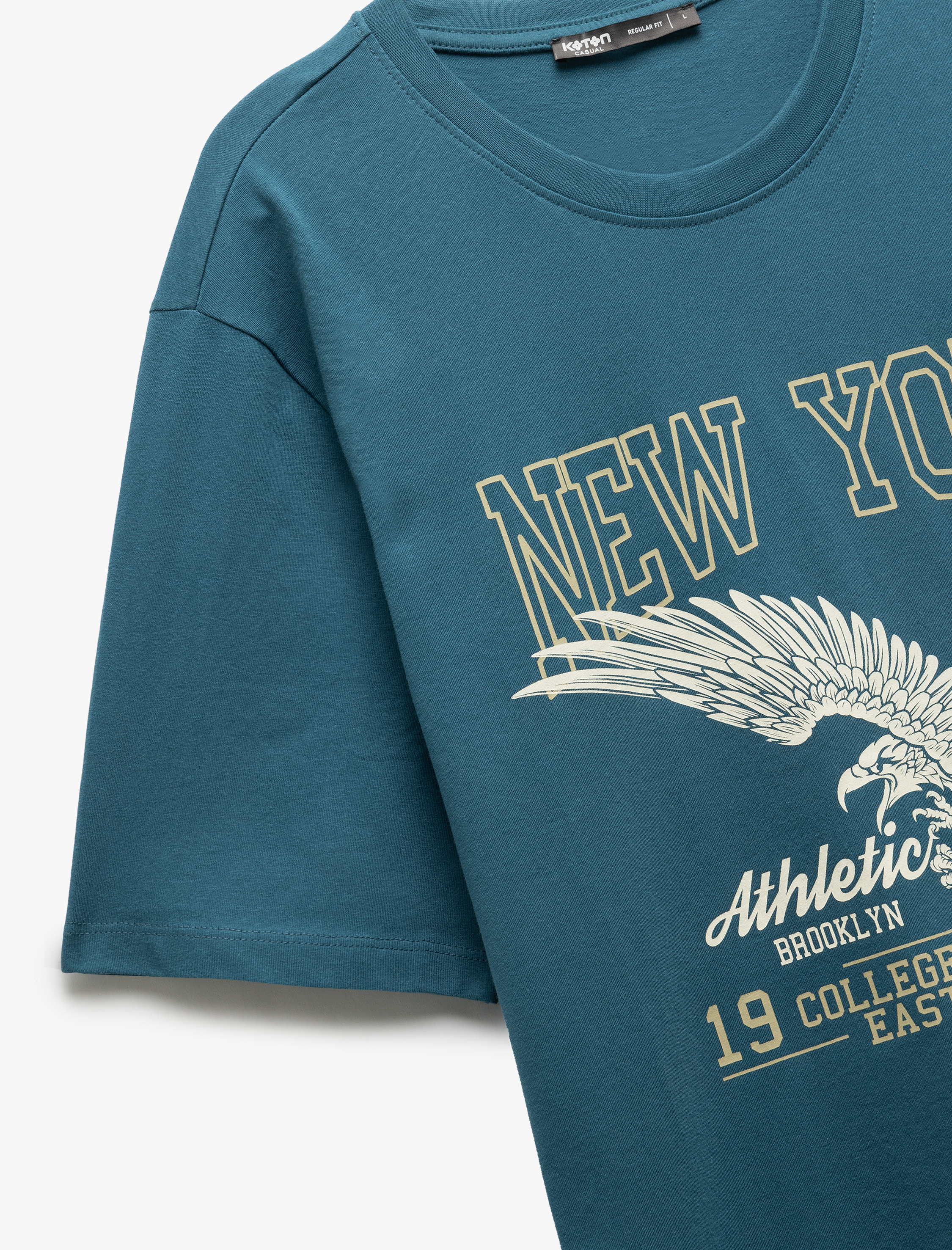   Kısa Kollu Regular Fit Bisiklet Yaka Pamuklu Baskılı Tişört