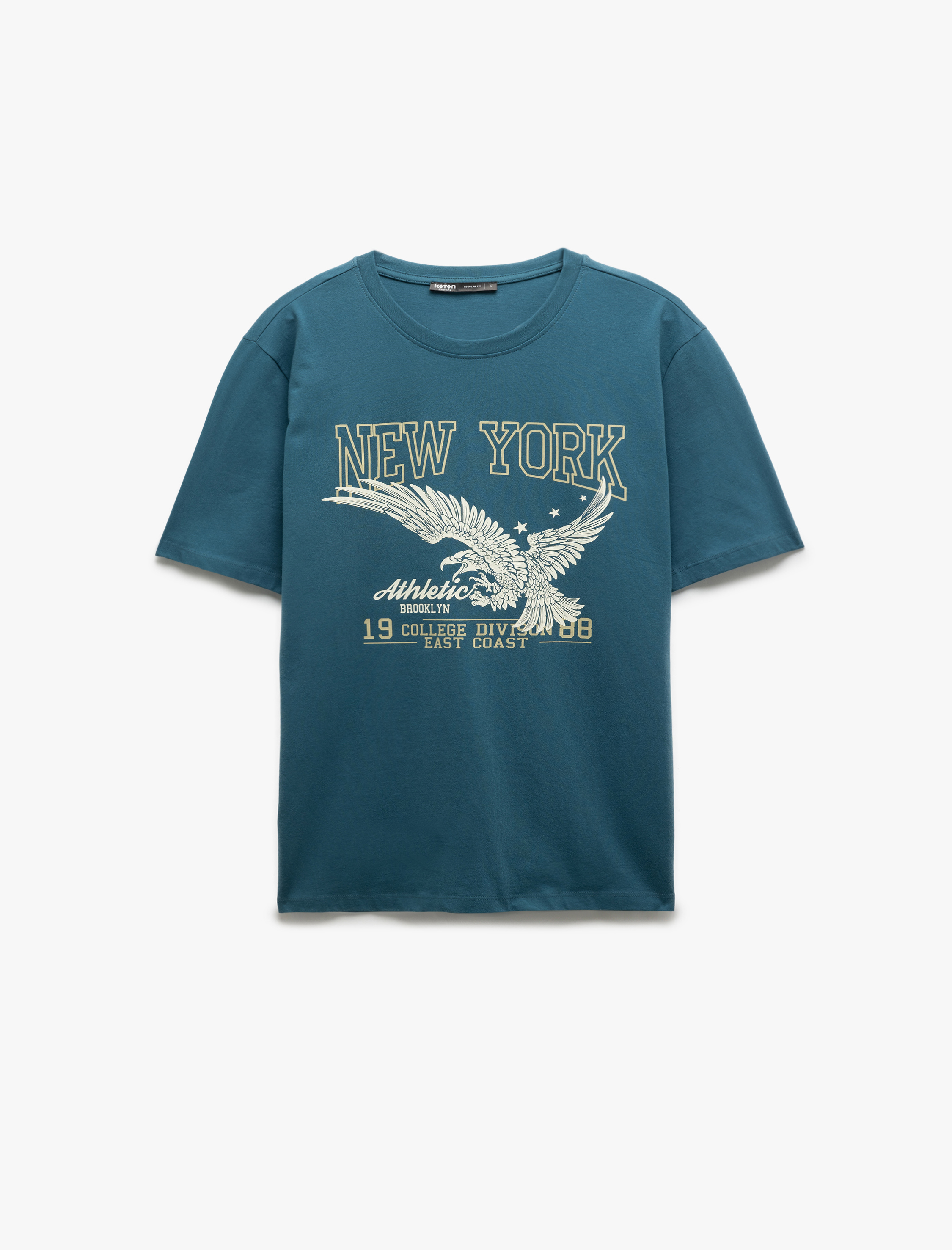   Kısa Kollu Regular Fit Bisiklet Yaka Pamuklu Baskılı Tişört