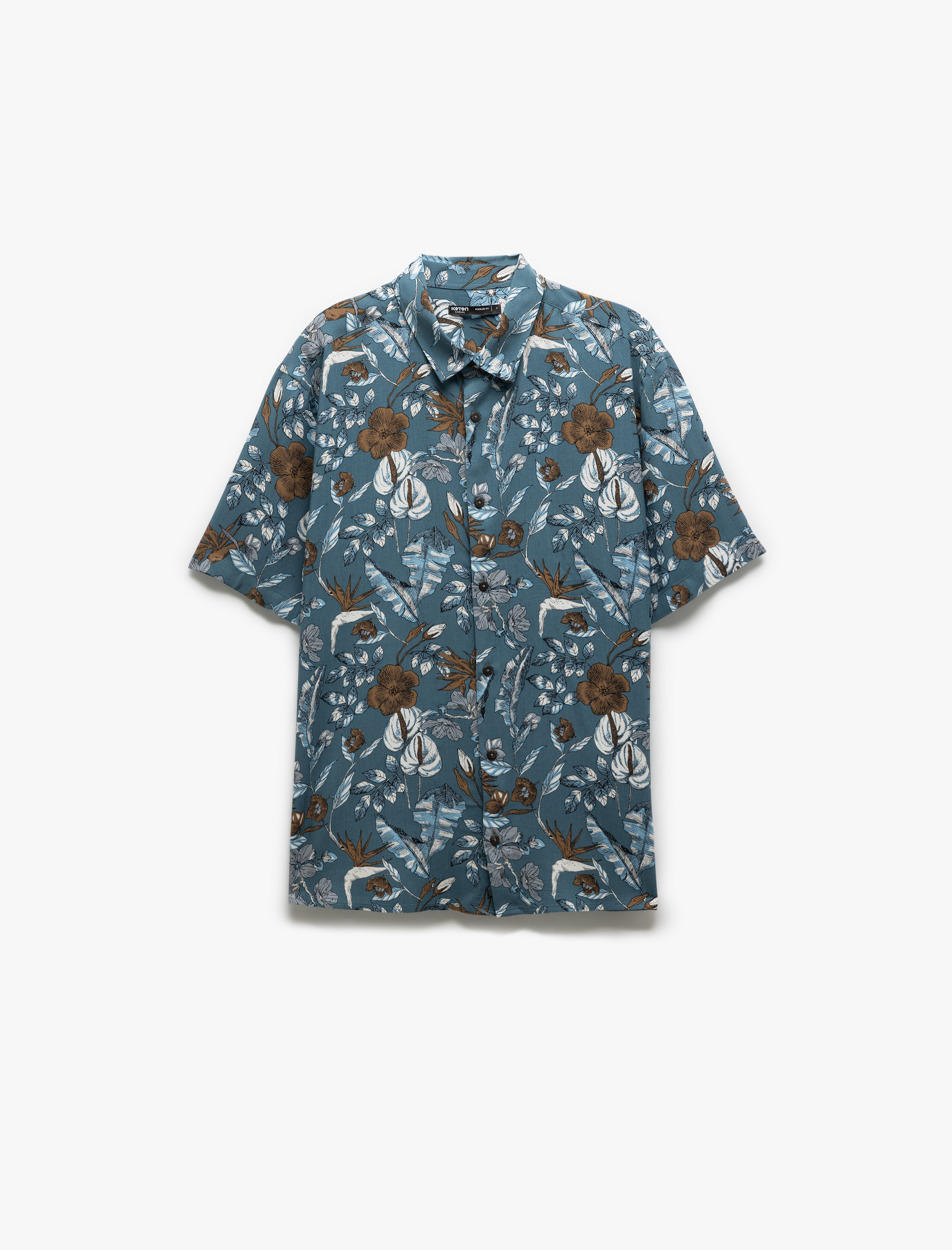   Kısa Kollu Regular Fit Viskon Çiçekli Gömlek