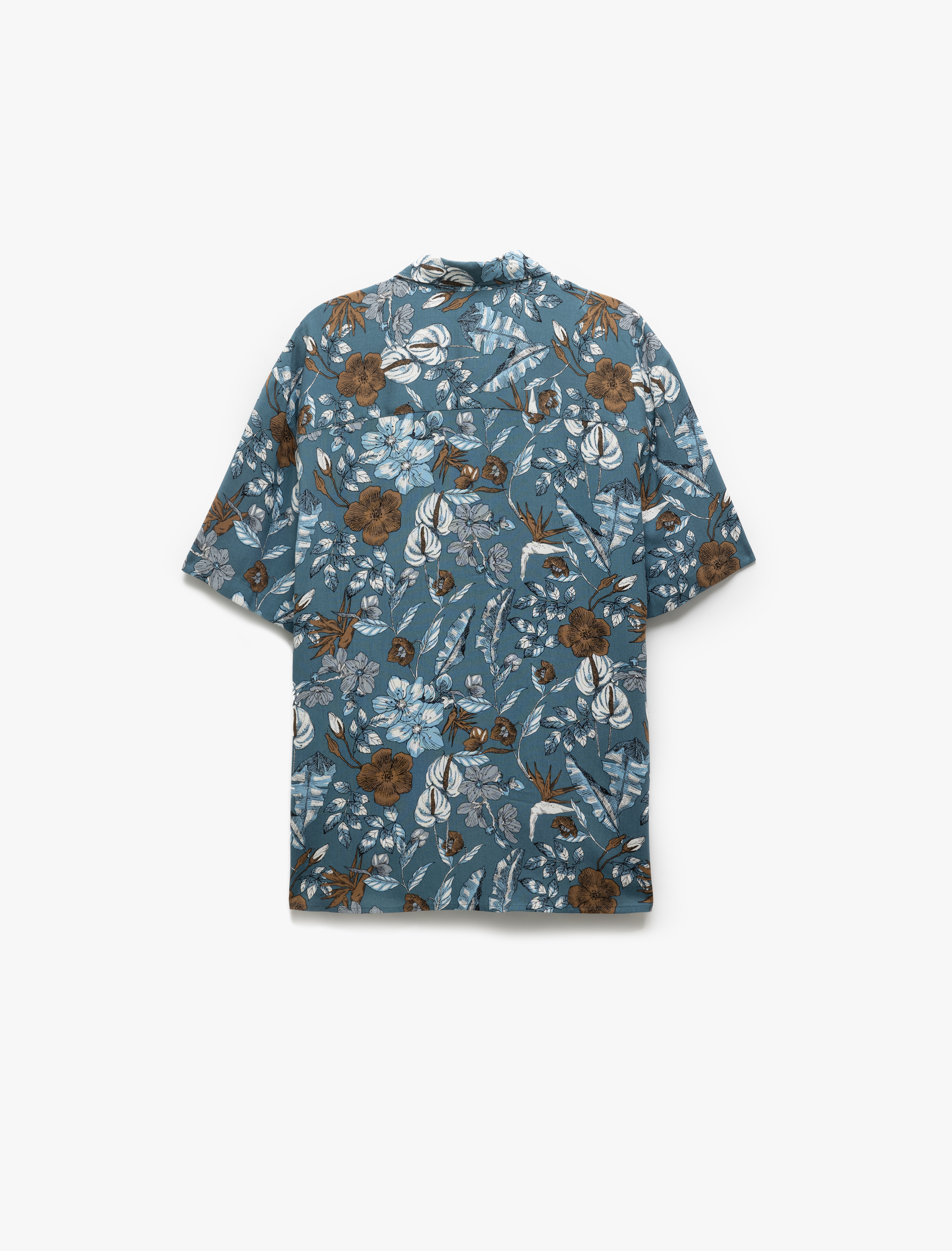   Kısa Kollu Regular Fit Viskon Çiçekli Gömlek