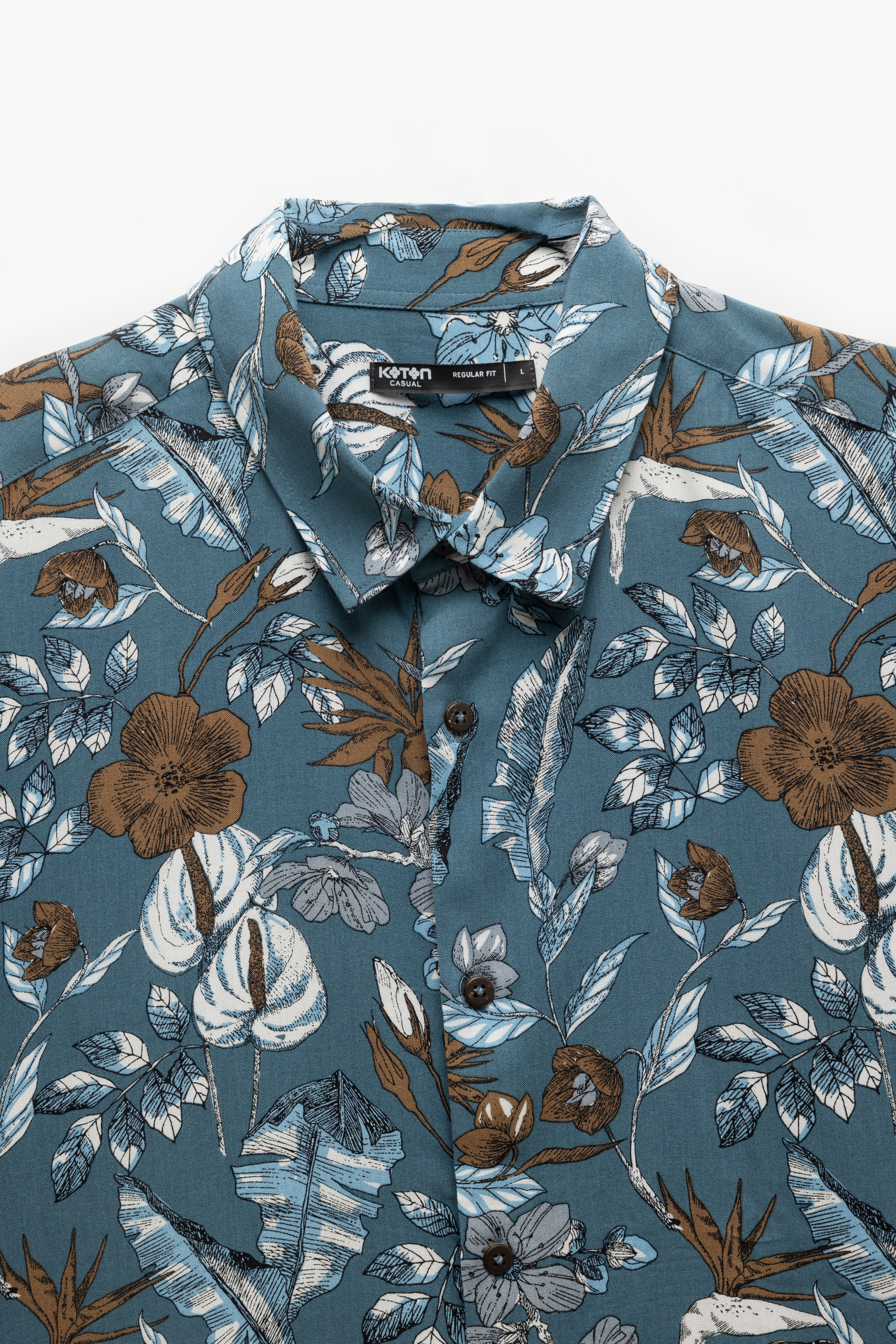   Kısa Kollu Regular Fit Viskon Çiçekli Gömlek