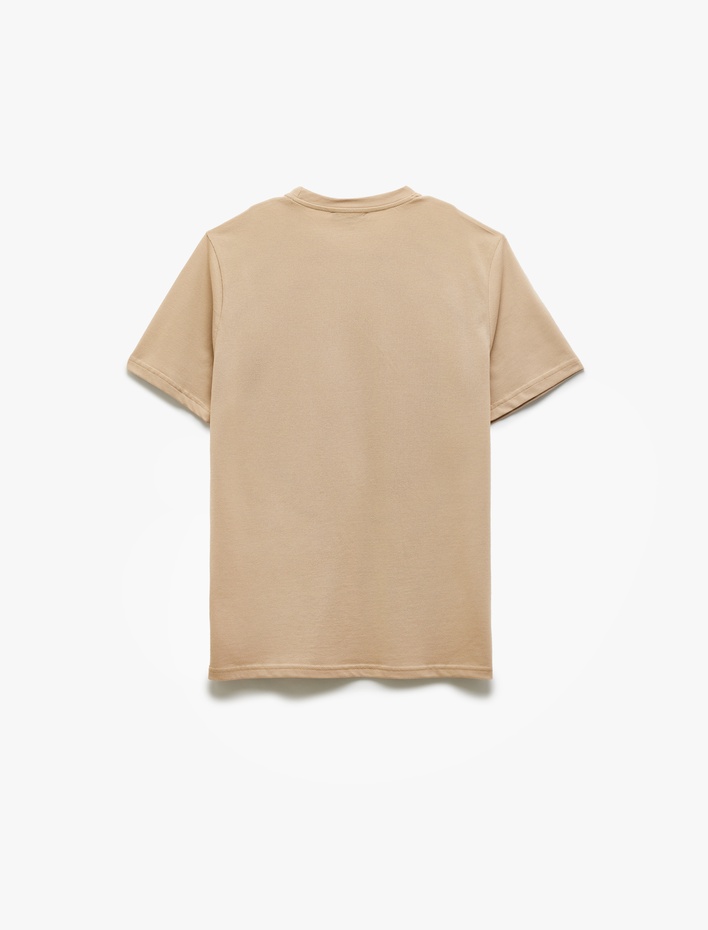  Baskılı Pamuklu Pike Kumaş Bisiklet Yaka Kısa Kollu Slim Fit Tişört