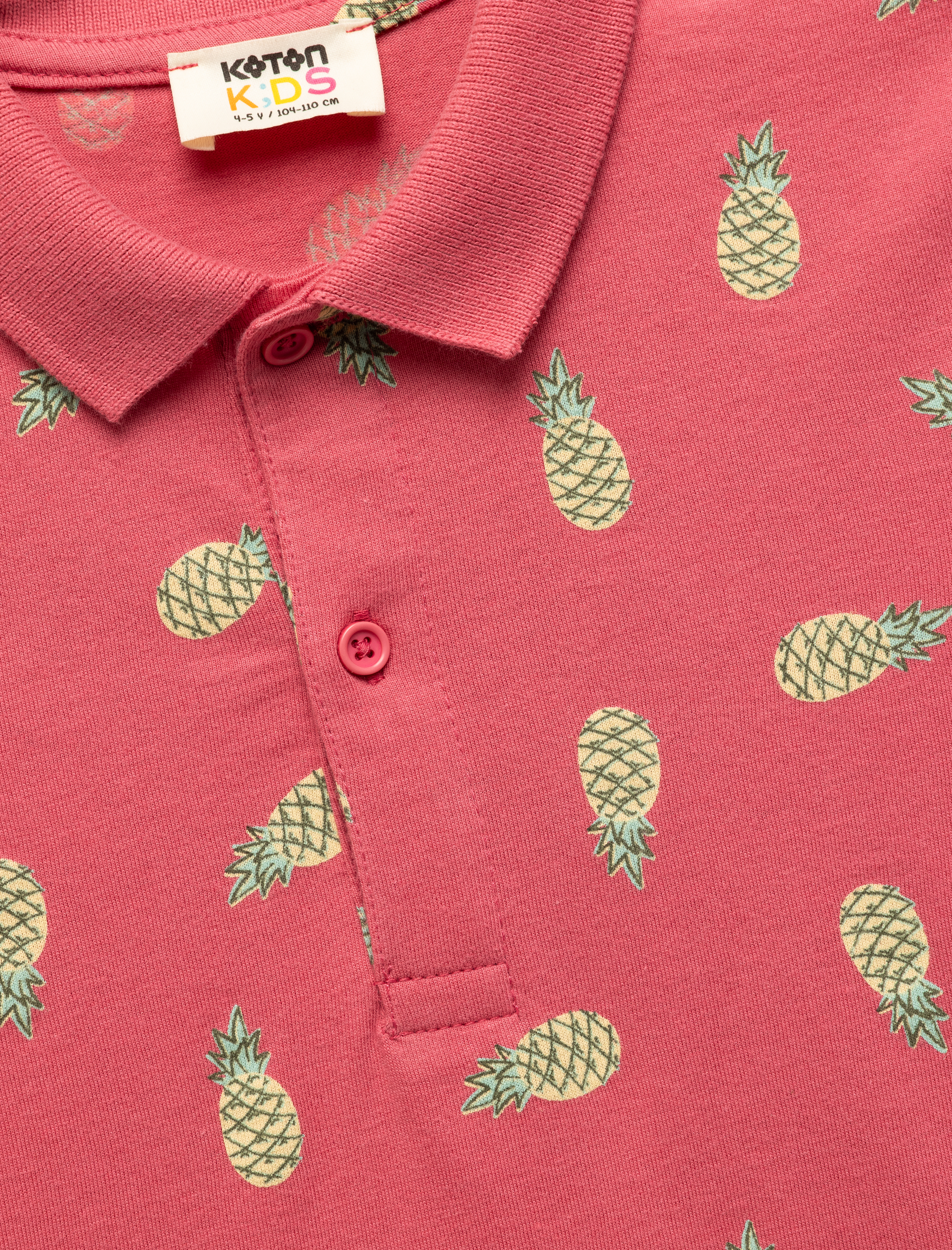  Erkek Çocuk Pamuklu Ananas Desenli Polo Yaka Kısa Kollu Tişört