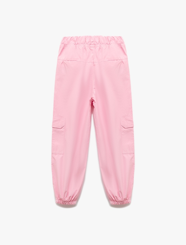Kız Çocuk Cep Detaylı Pamuklu Basic Jogger Pantolon