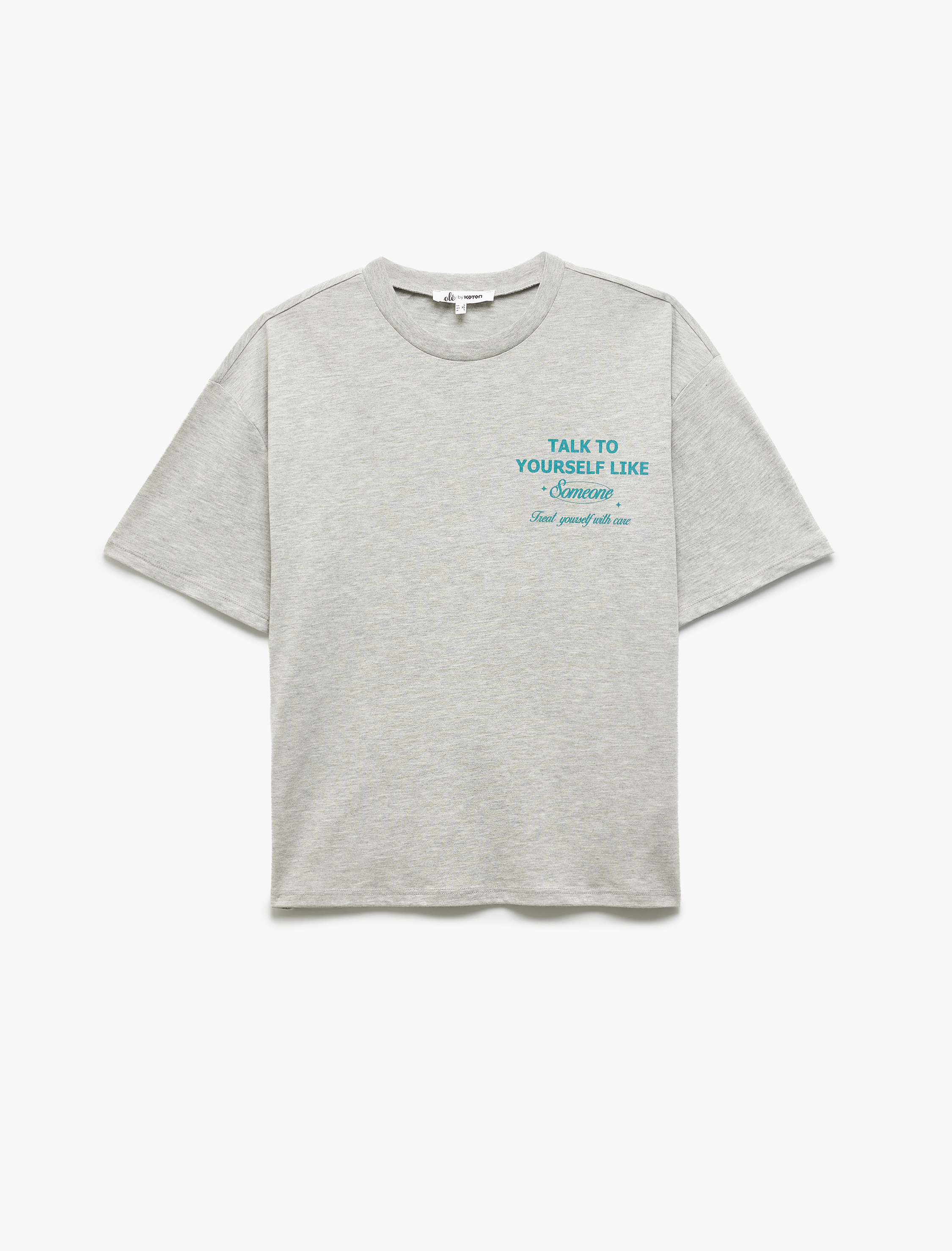   Baskılı Kısa Kollu Bisiklet Yaka Oversize Tişört