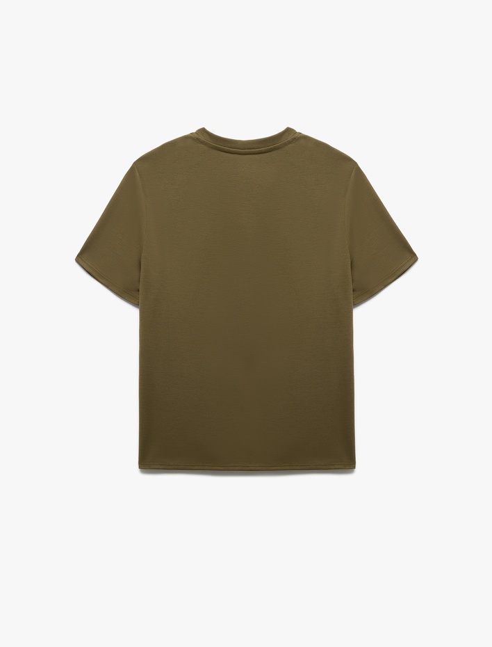  Baskılı Bisiklet Yaka Kısa Kollu Kadın Tişört