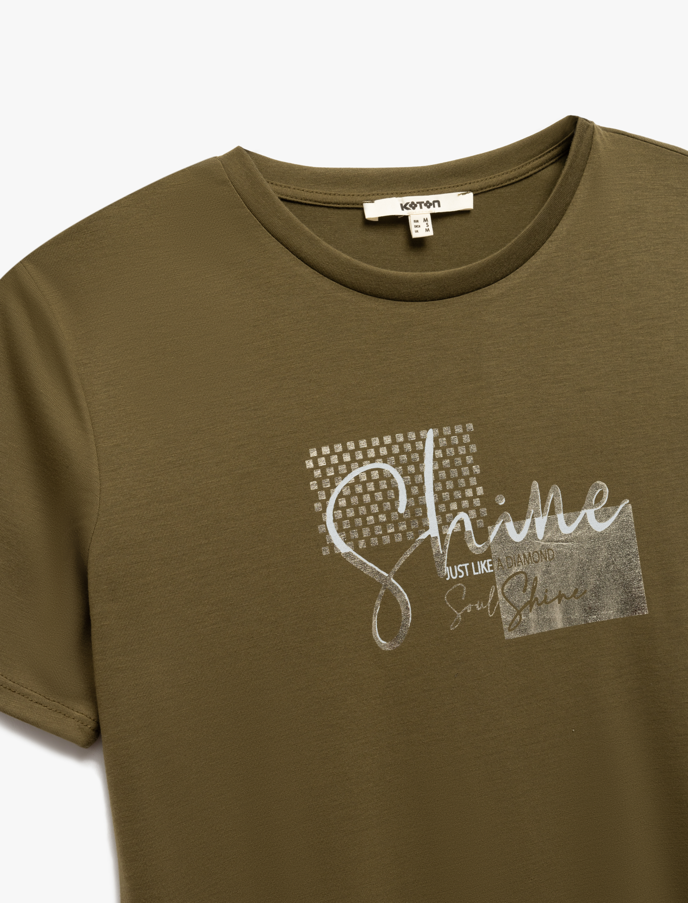   Baskılı Bisiklet Yaka Kısa Kollu Kadın Tişört