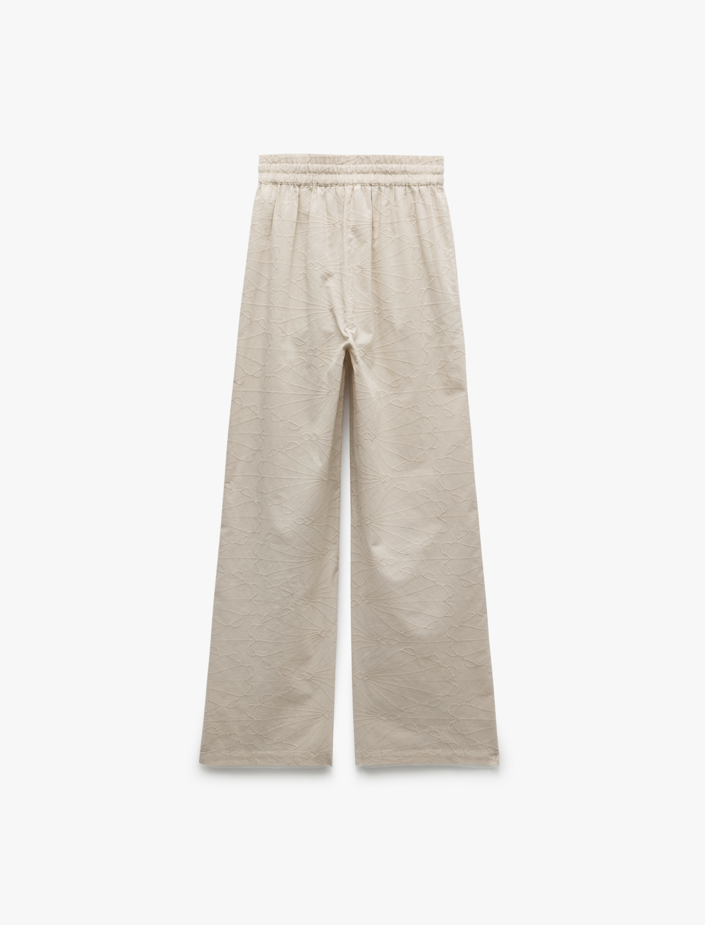   Pamuklu Cepli Fistolu Brodeli Düz Bol Paça Pantolon