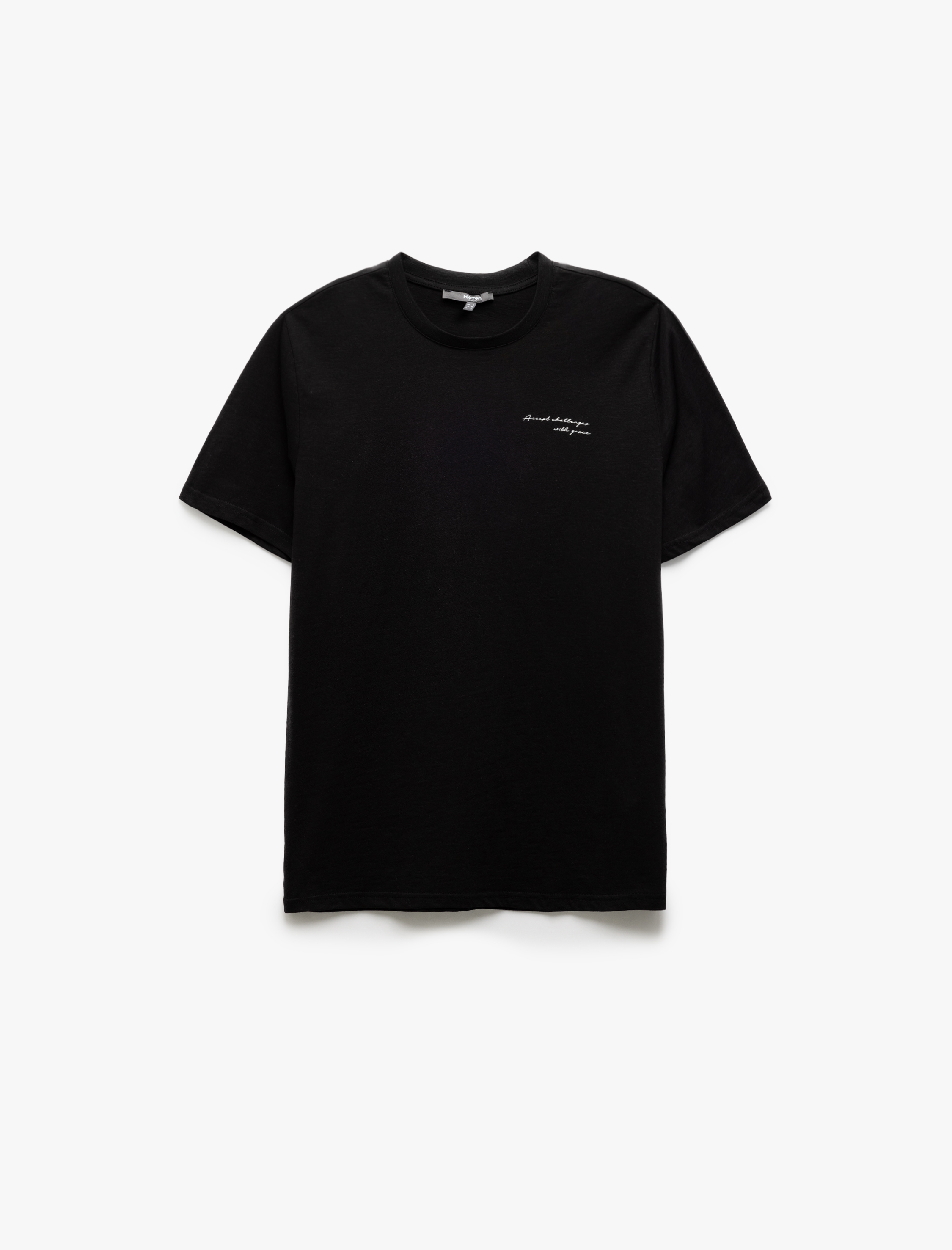   Baskılı Bisiklet Yaka Kısa Kollu Pamuklu Slim Fit Tişört