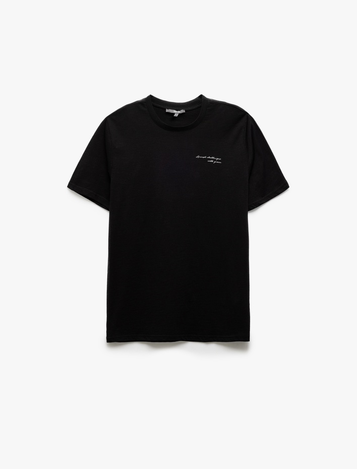  Baskılı Bisiklet Yaka Kısa Kollu Pamuklu Slim Fit Tişört