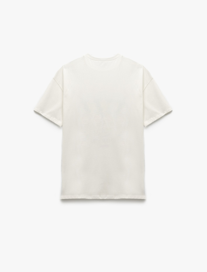  Fiyonklu Meyve Baskılı Kısa Kollu Pamuklu Bisiklet Yaka Oversize Tişört