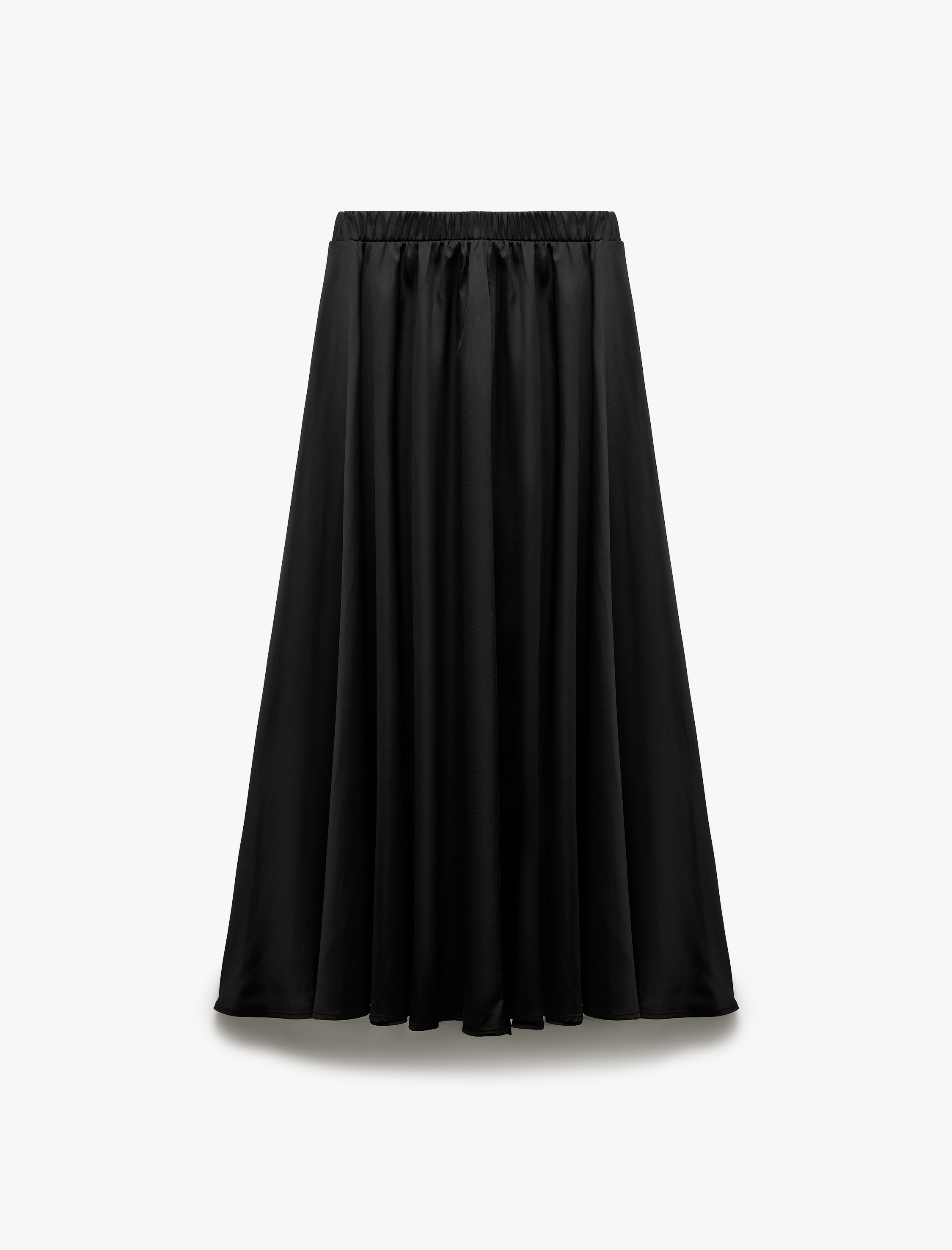   Beli Lastik Detaylı Kloş Pileli Saten Çan Etek