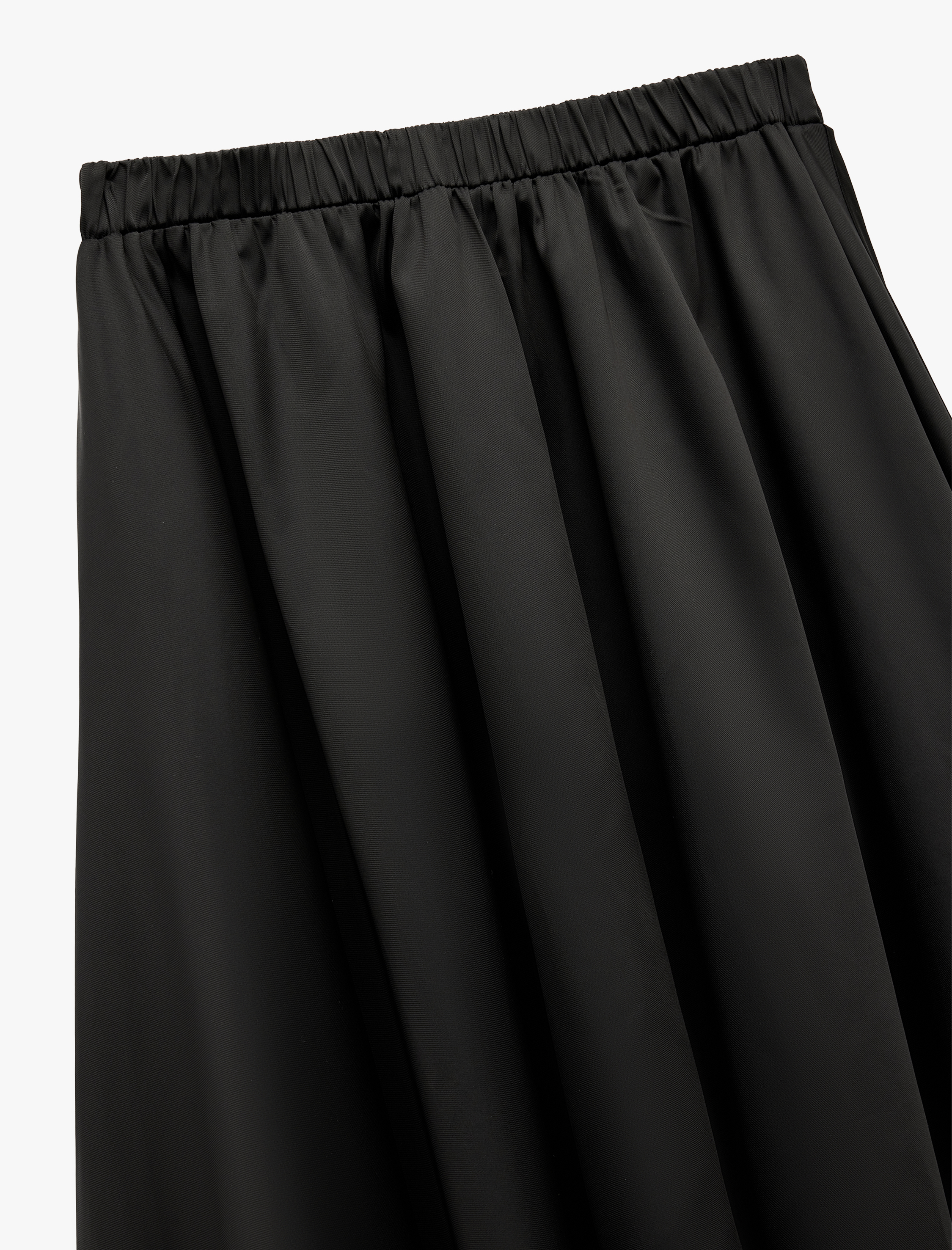   Beli Lastik Detaylı Kloş Pileli Saten Çan Etek