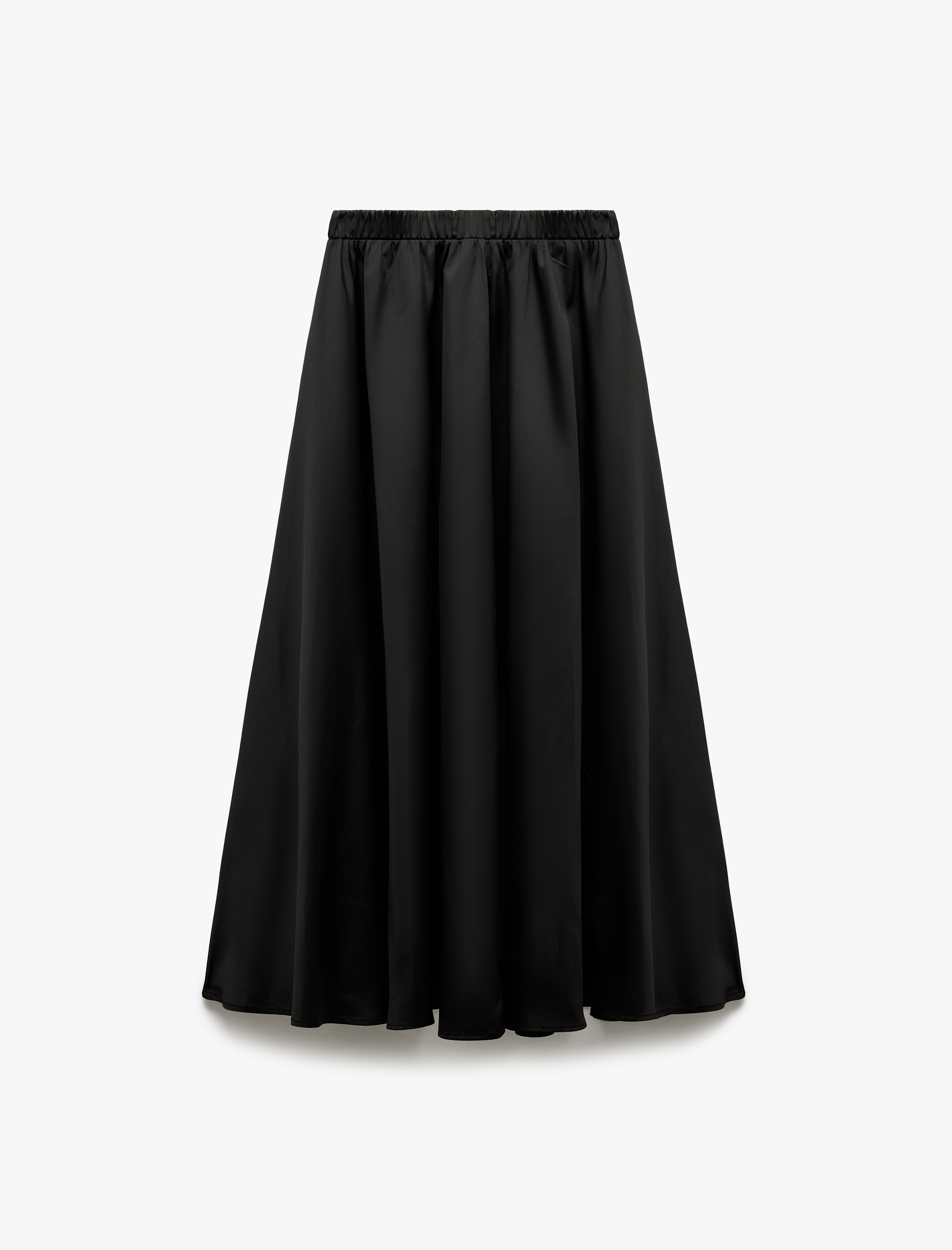   Beli Lastik Detaylı Kloş Pileli Saten Çan Etek