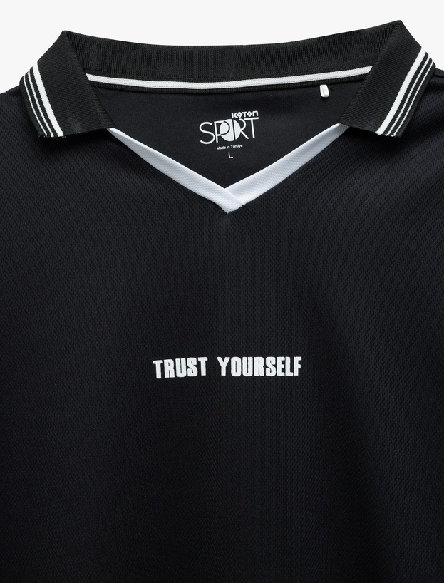 Polo Yaka Regular Fit Kısa Kollu Baskılı Spor Tişört_5