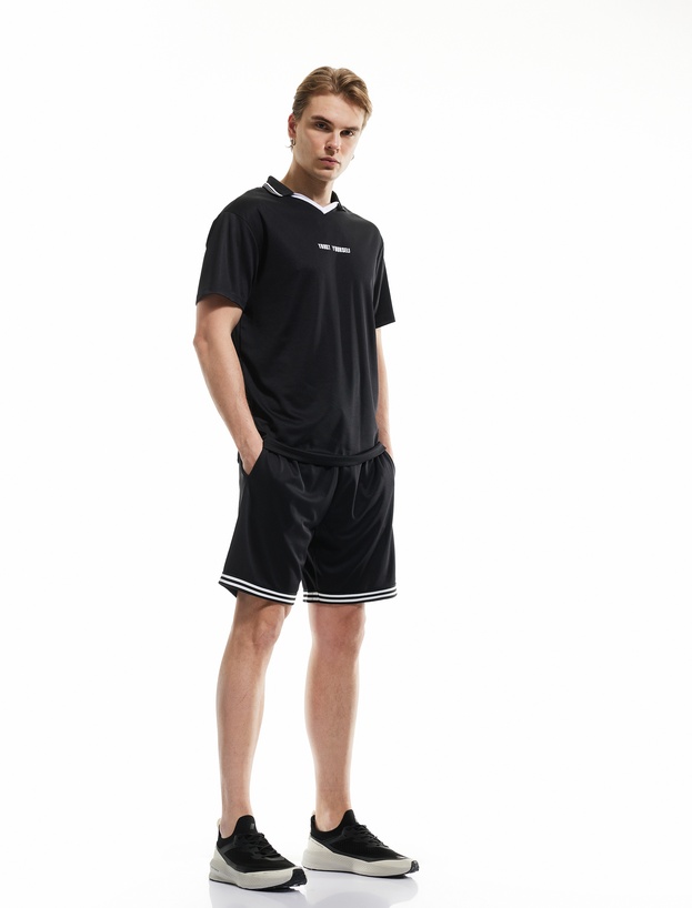 Polo Yaka Regular Fit Kısa Kollu Baskılı Spor Tişört_1