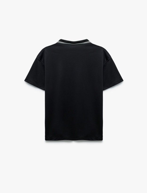 Polo Yaka Regular Fit Kısa Kollu Baskılı Spor Tişört_4